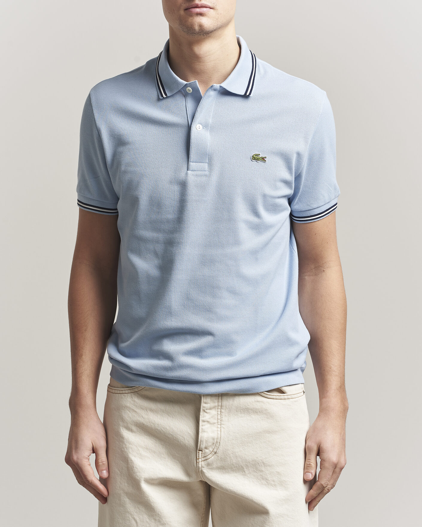 Uomini | Polo | Lacoste | Original Tipped Polo Piké Chambray