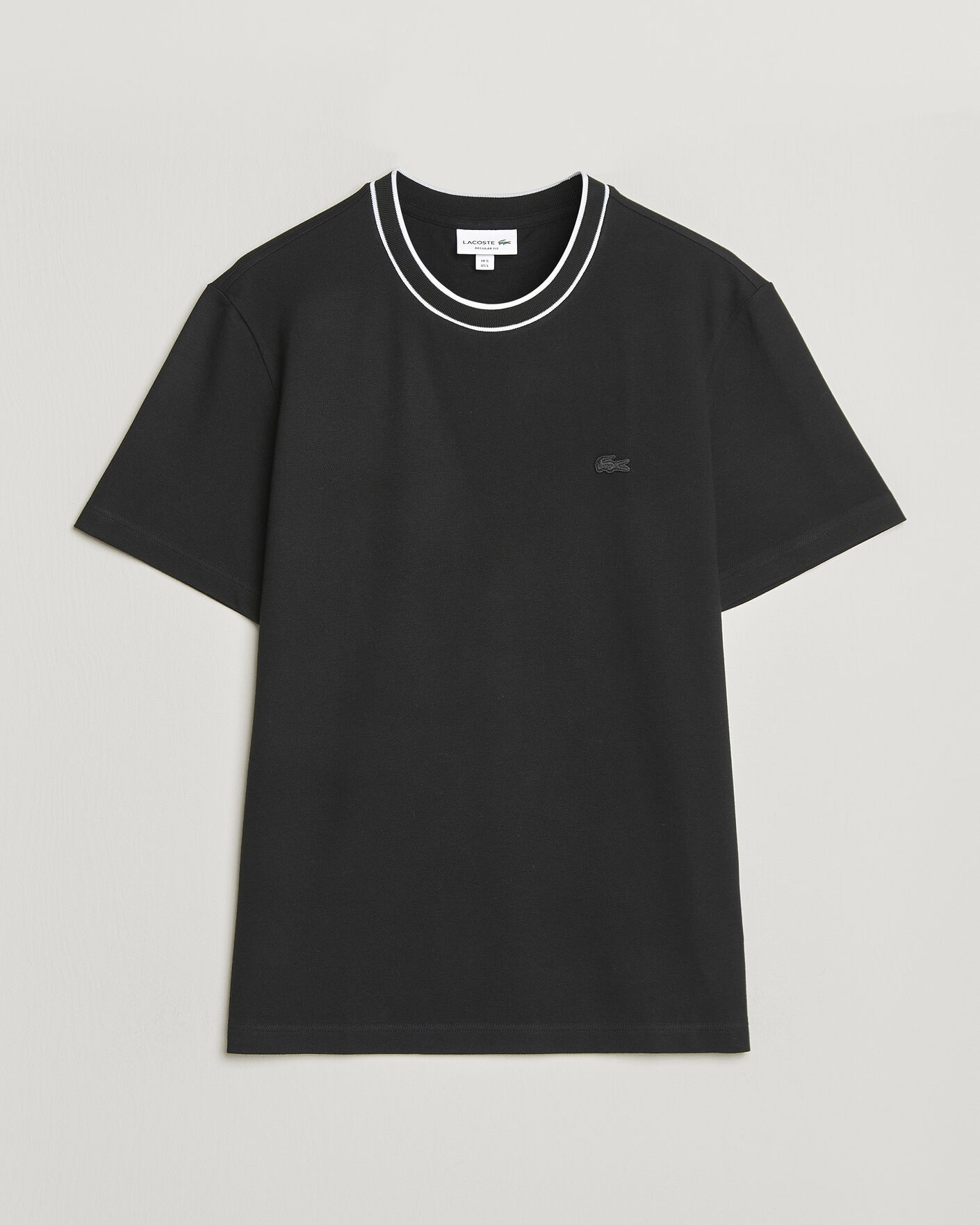 Uomini | T-shirt | Lacoste | Contrast Rib Piqué T-Shirt Black