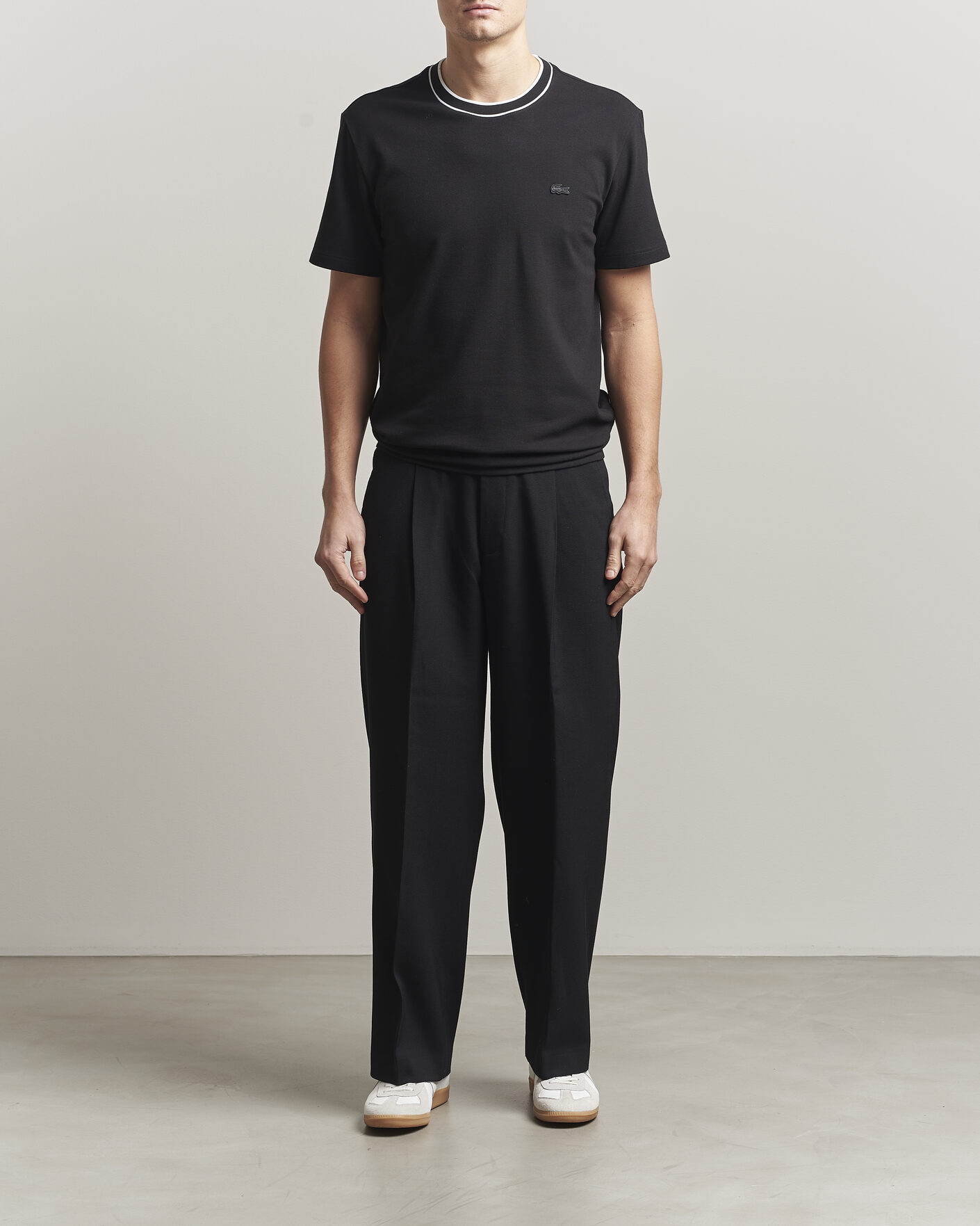 Uomini | T-shirt | Lacoste | Contrast Rib Piqué T-Shirt Black