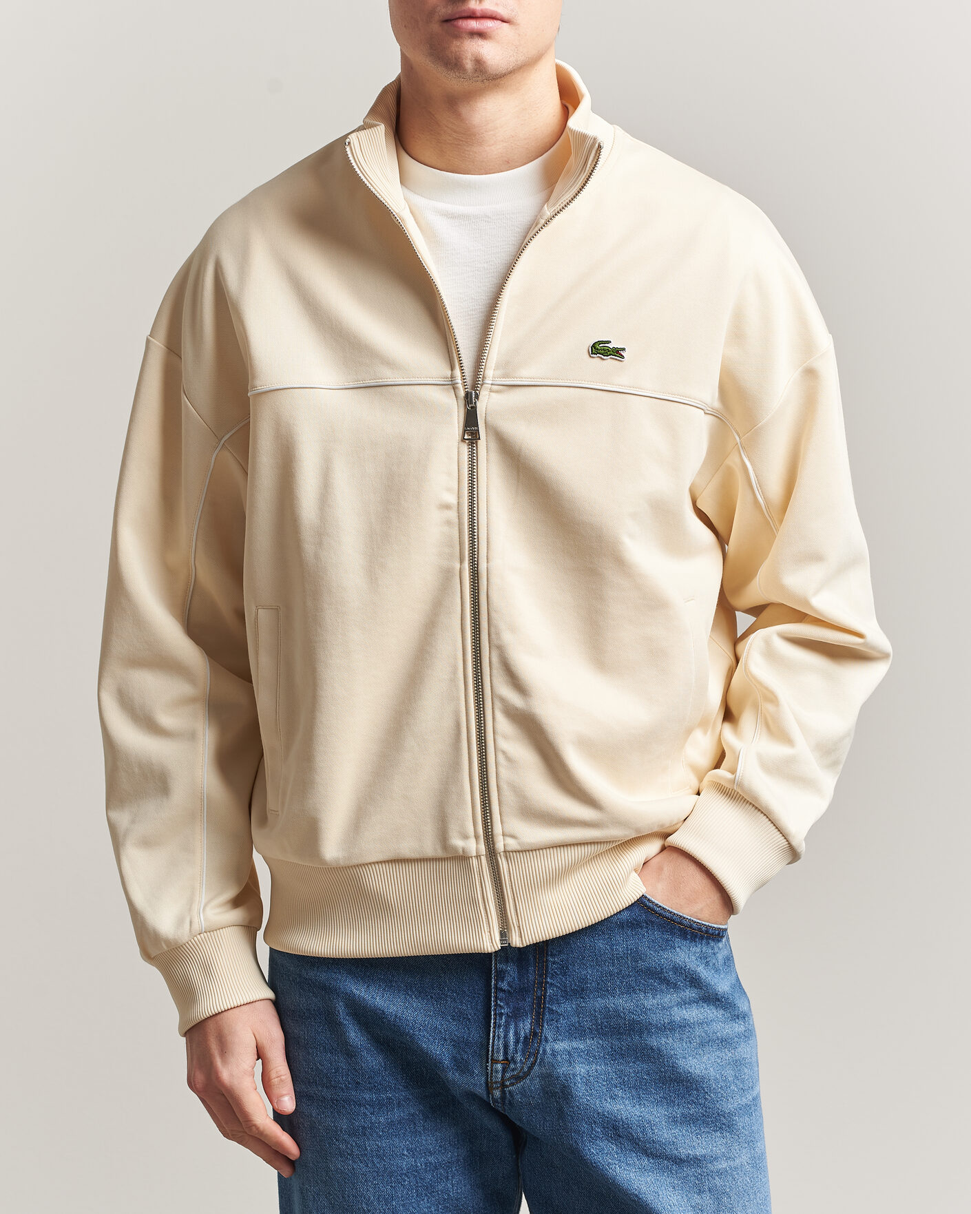Uomini | Maglieria | Lacoste | Piqué Track Jacket Naturel Clair