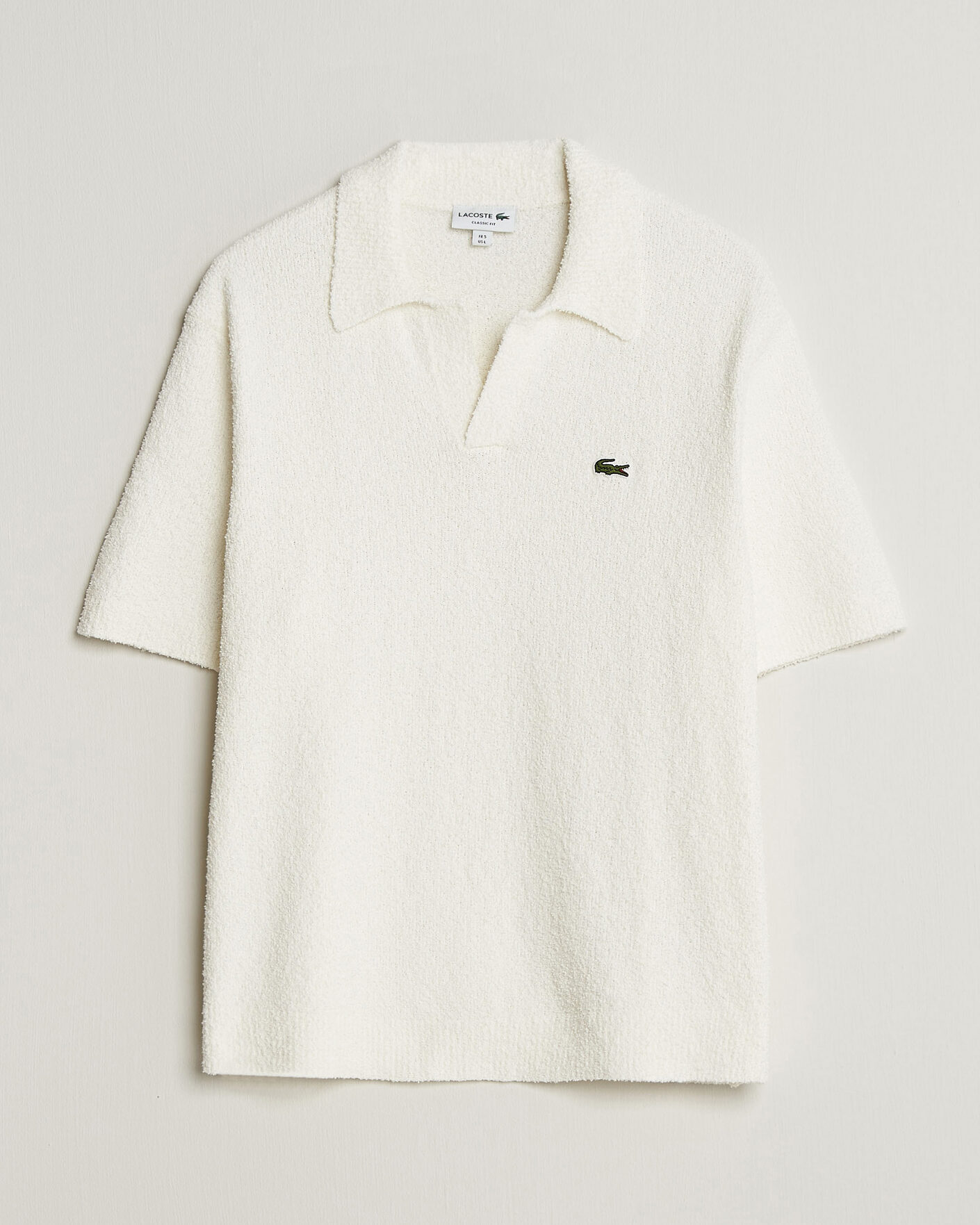 Uomini | Polo | Lacoste | Cotton Bouclé Open Collar Polo Flour