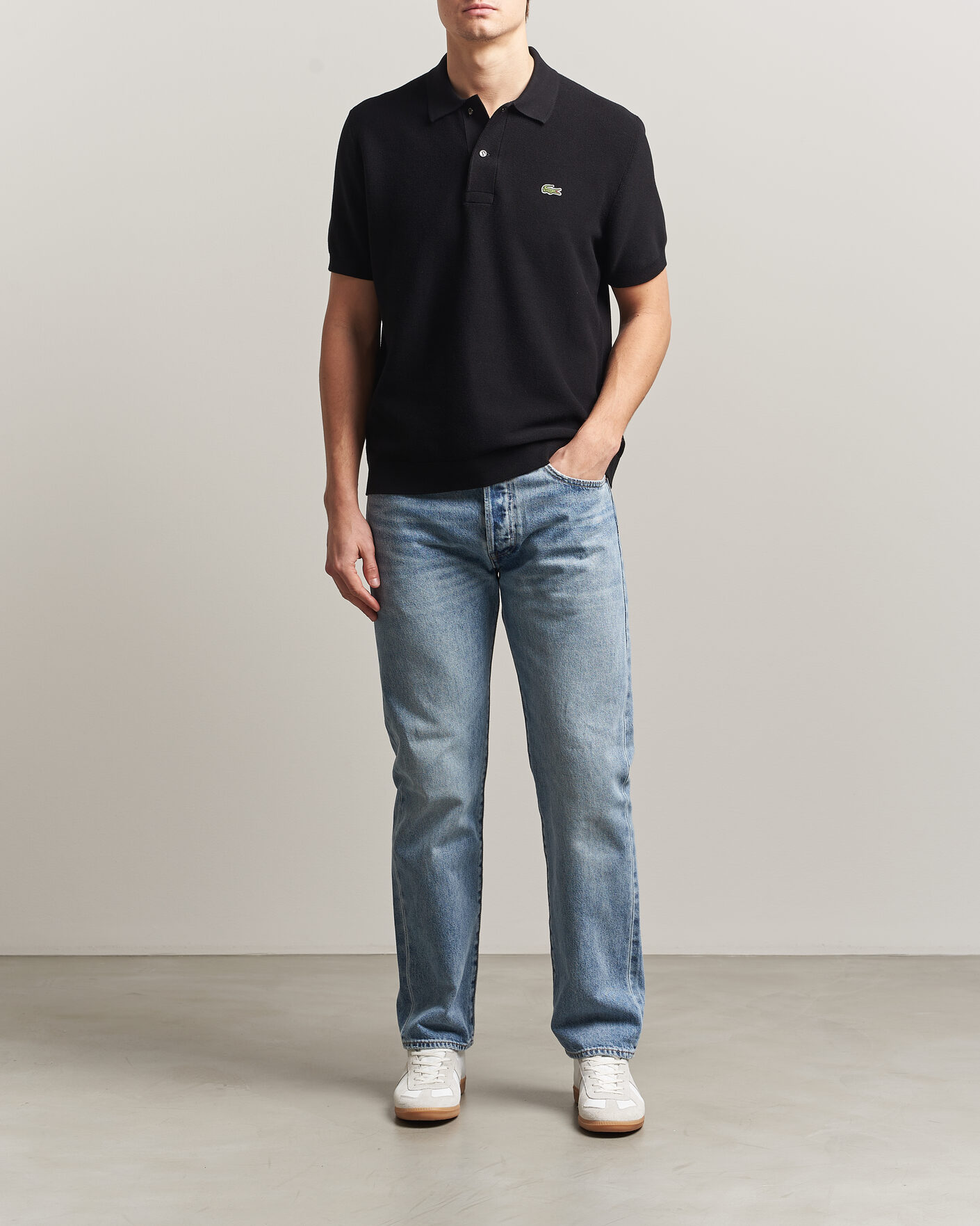 Uomini | Polo | Lacoste | Cotton Knitted Polo Black