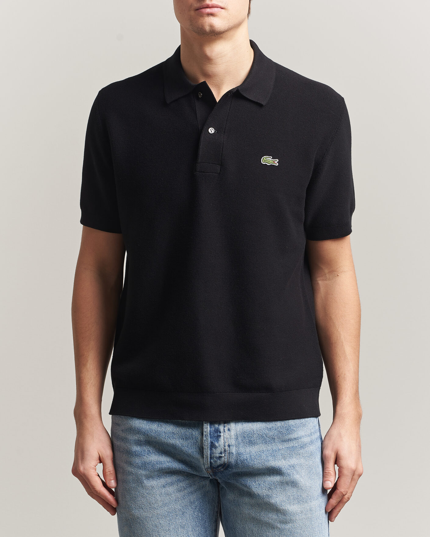 Uomini | Polo | Lacoste | Cotton Knitted Polo Black