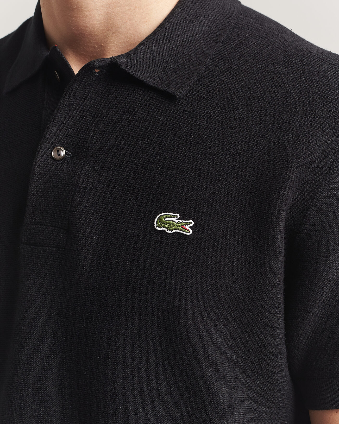 Uomini | Polo | Lacoste | Cotton Knitted Polo Black