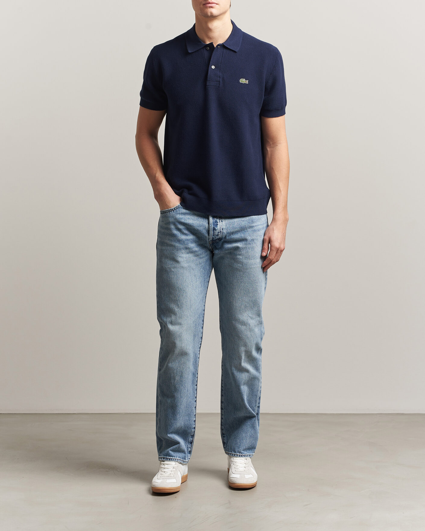 Uomini | Polo | Lacoste | Cotton Knitted Polo Navy Blue