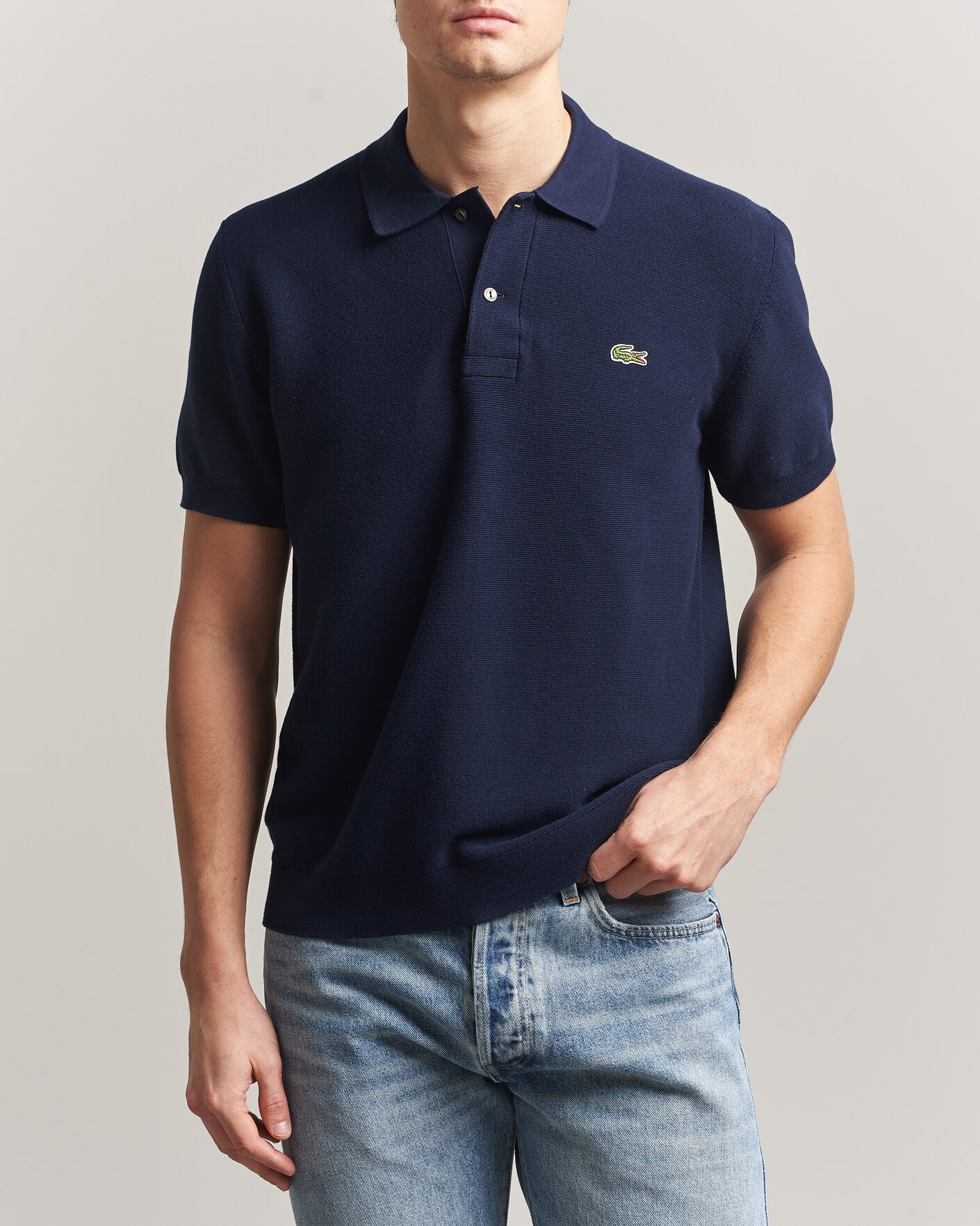 Uomini | Polo | Lacoste | Cotton Knitted Polo Navy Blue