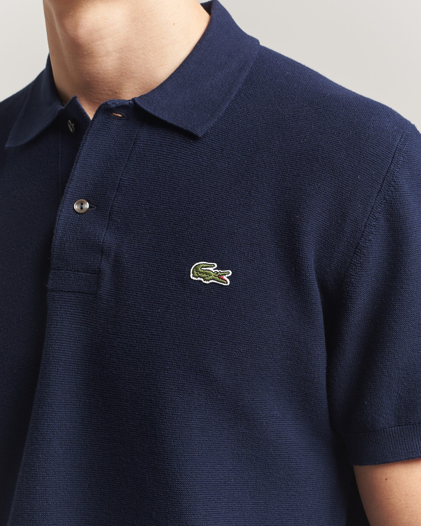 Uomini | Polo | Lacoste | Cotton Knitted Polo Navy Blue