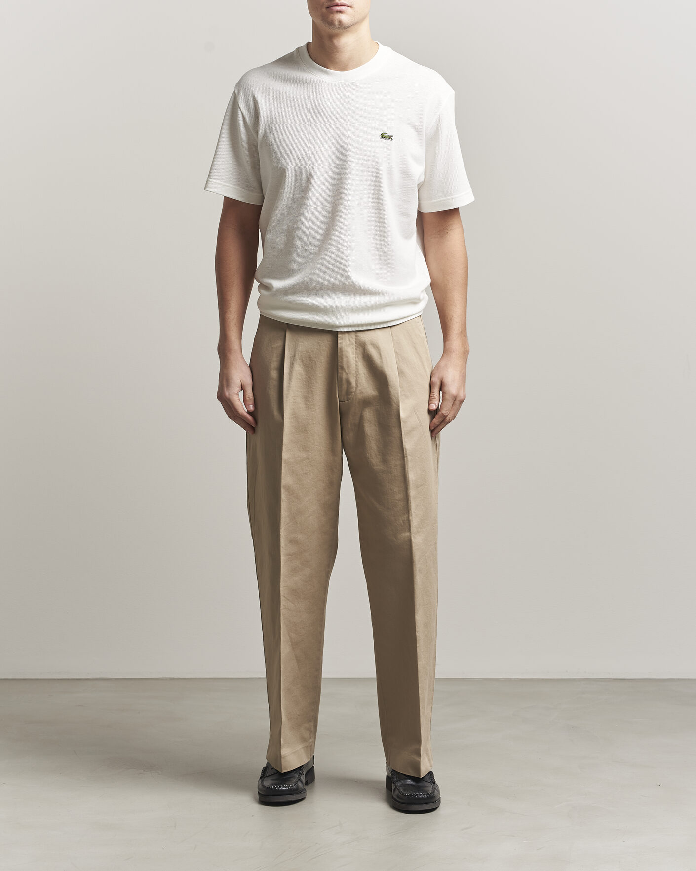 Uomini | T-shirt | Lacoste | Cotton/Linen Pique T-Shirt Flour