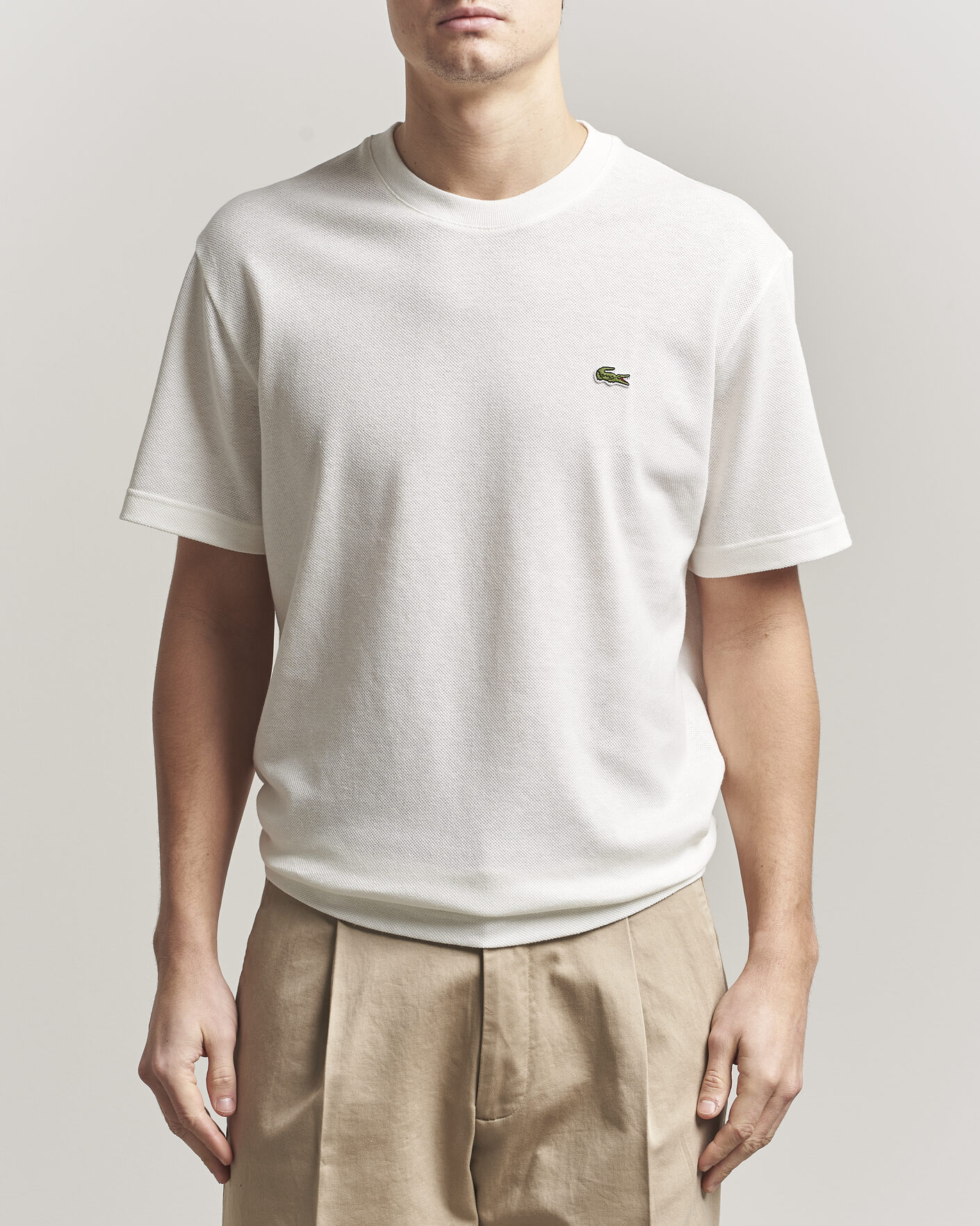Uomini | T-shirt | Lacoste | Cotton/Linen Pique T-Shirt Flour