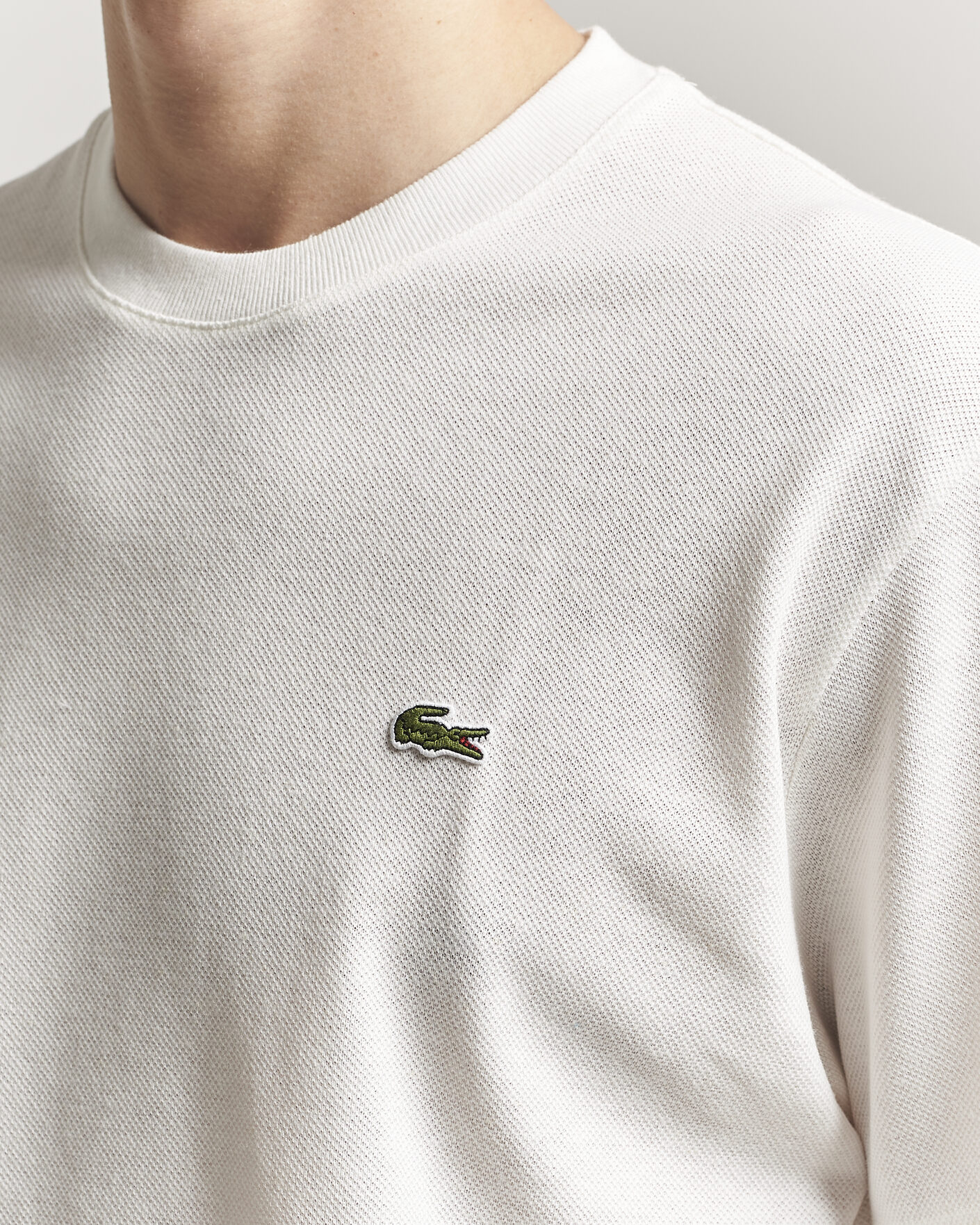 Uomini | T-shirt | Lacoste | Cotton/Linen Pique T-Shirt Flour