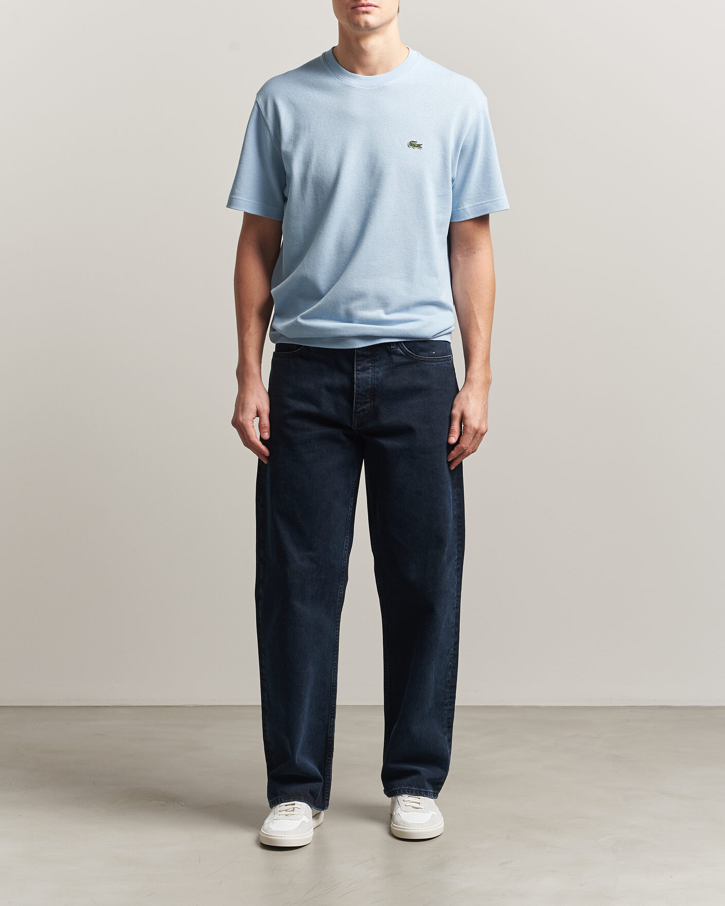 Uomini | T-shirt | Lacoste | Cotton/Linen Pique T-Shirt Light Blue