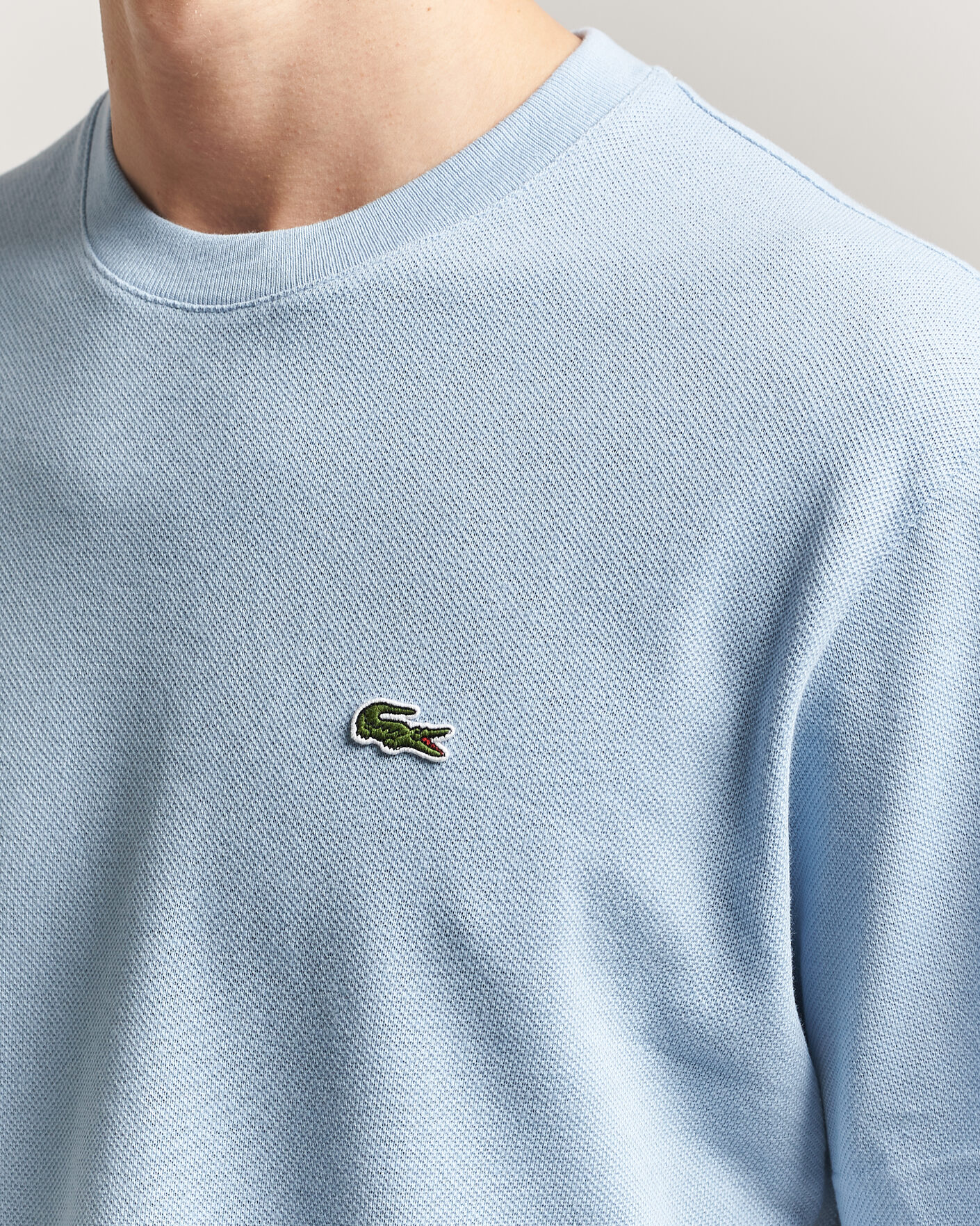 Uomini | T-shirt | Lacoste | Cotton/Linen Pique T-Shirt Light Blue