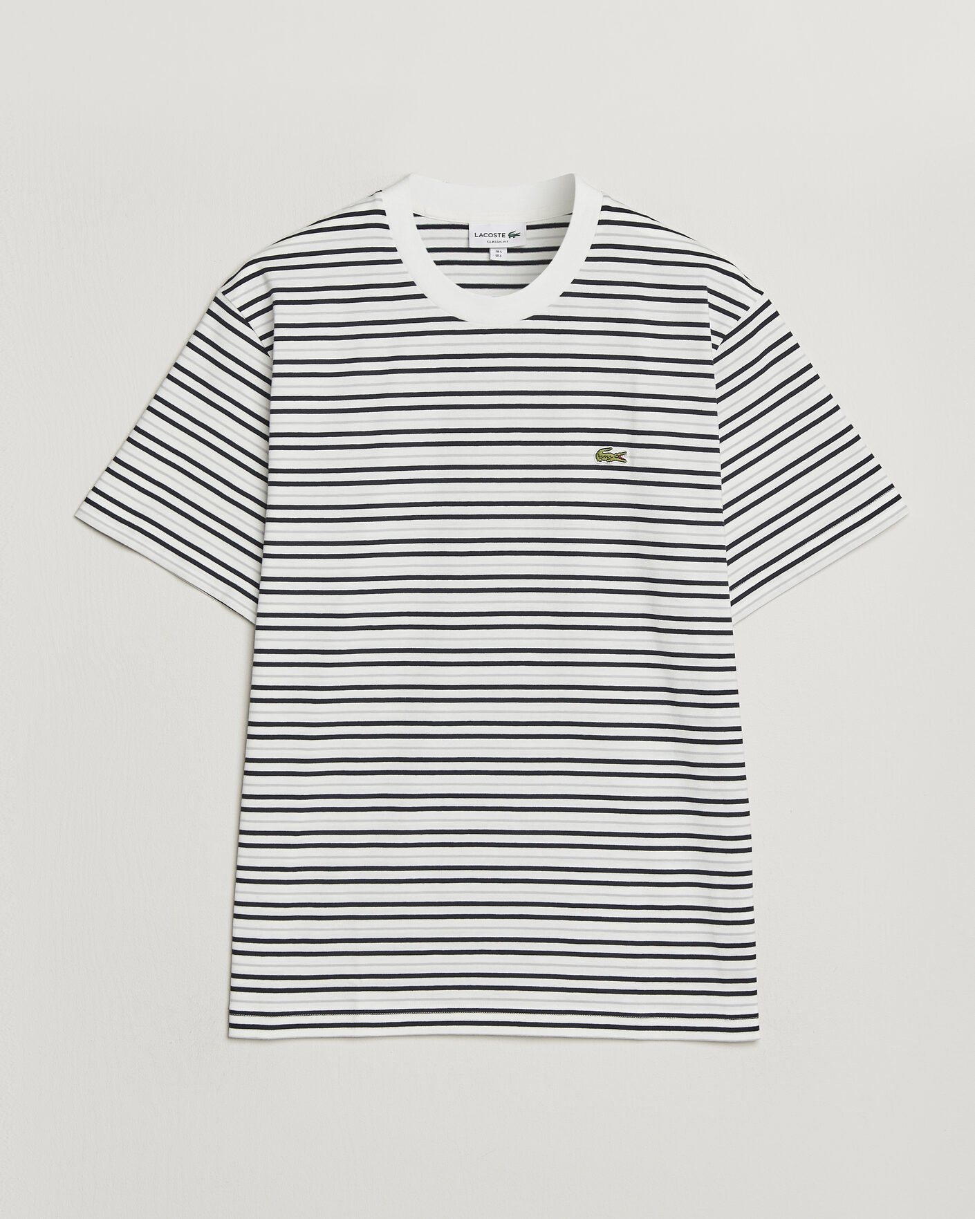 Uomini | T-shirt | Lacoste | Cotton Striped T-Shirt Blackbird/Flour