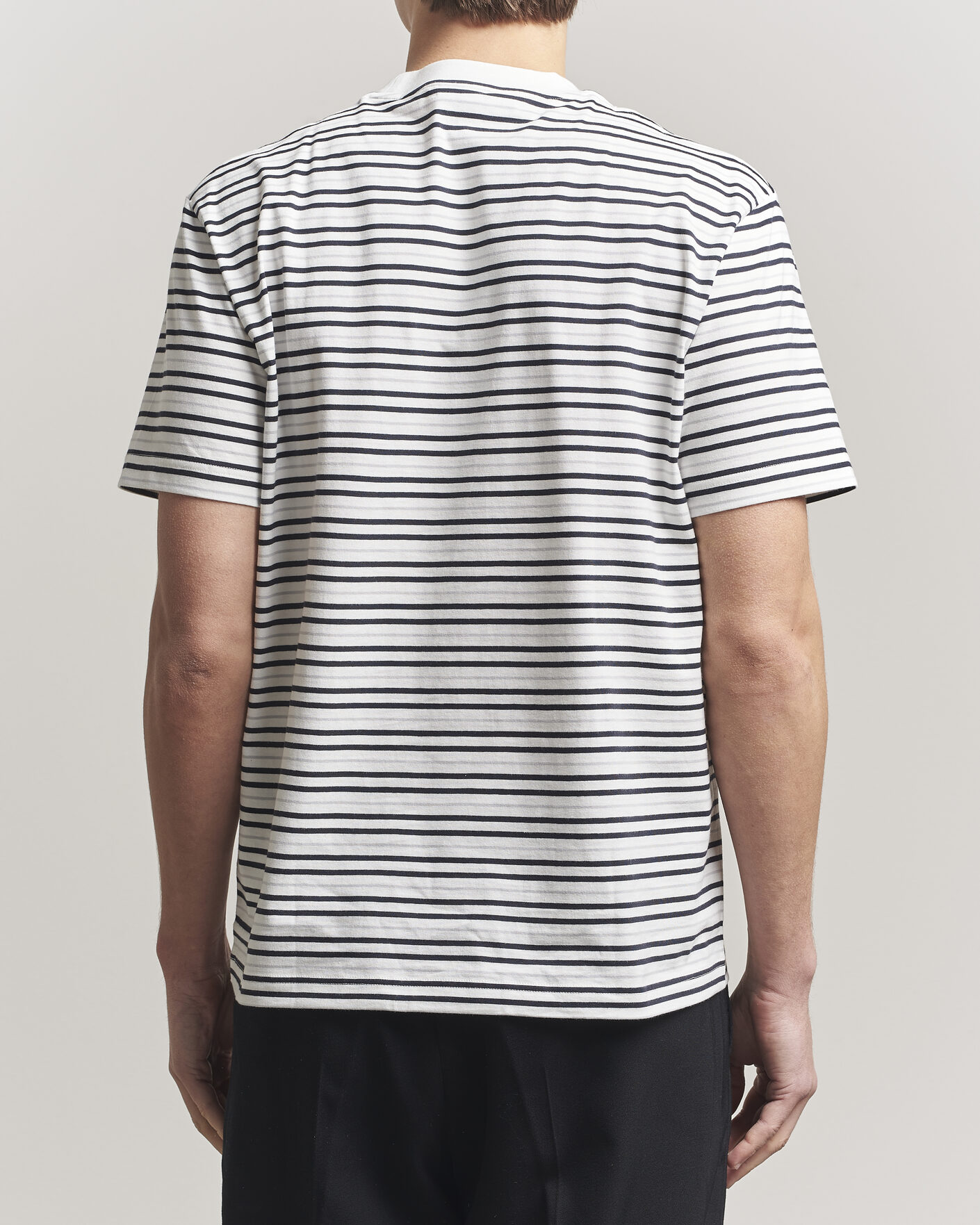 Uomini | T-shirt | Lacoste | Cotton Striped T-Shirt Blackbird/Flour