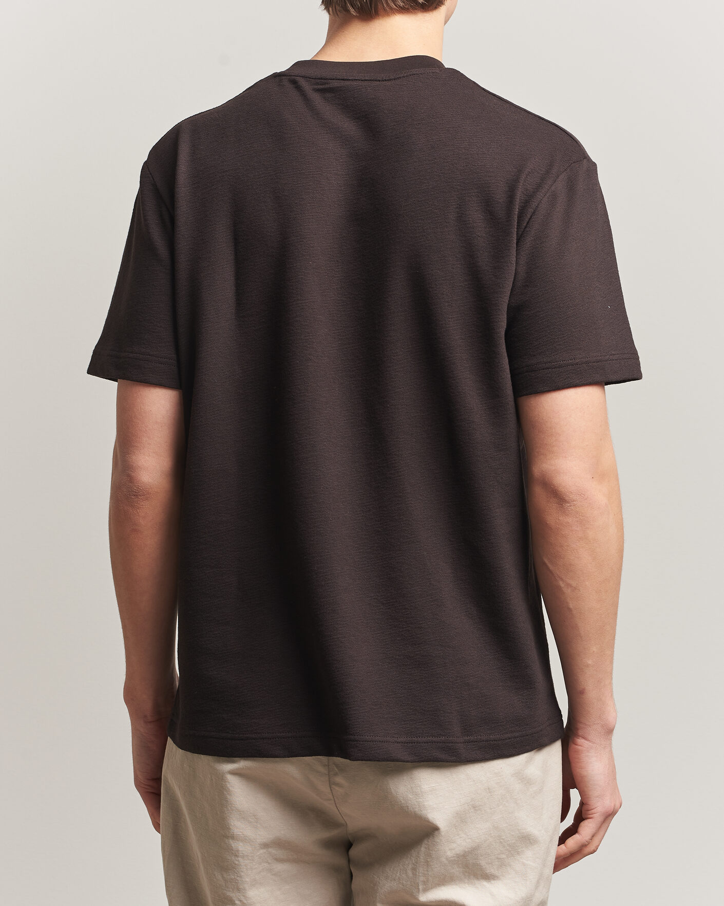 Uomini | T-shirt | Lacoste | Textured Cotton T-Shirt Buffalo Brown