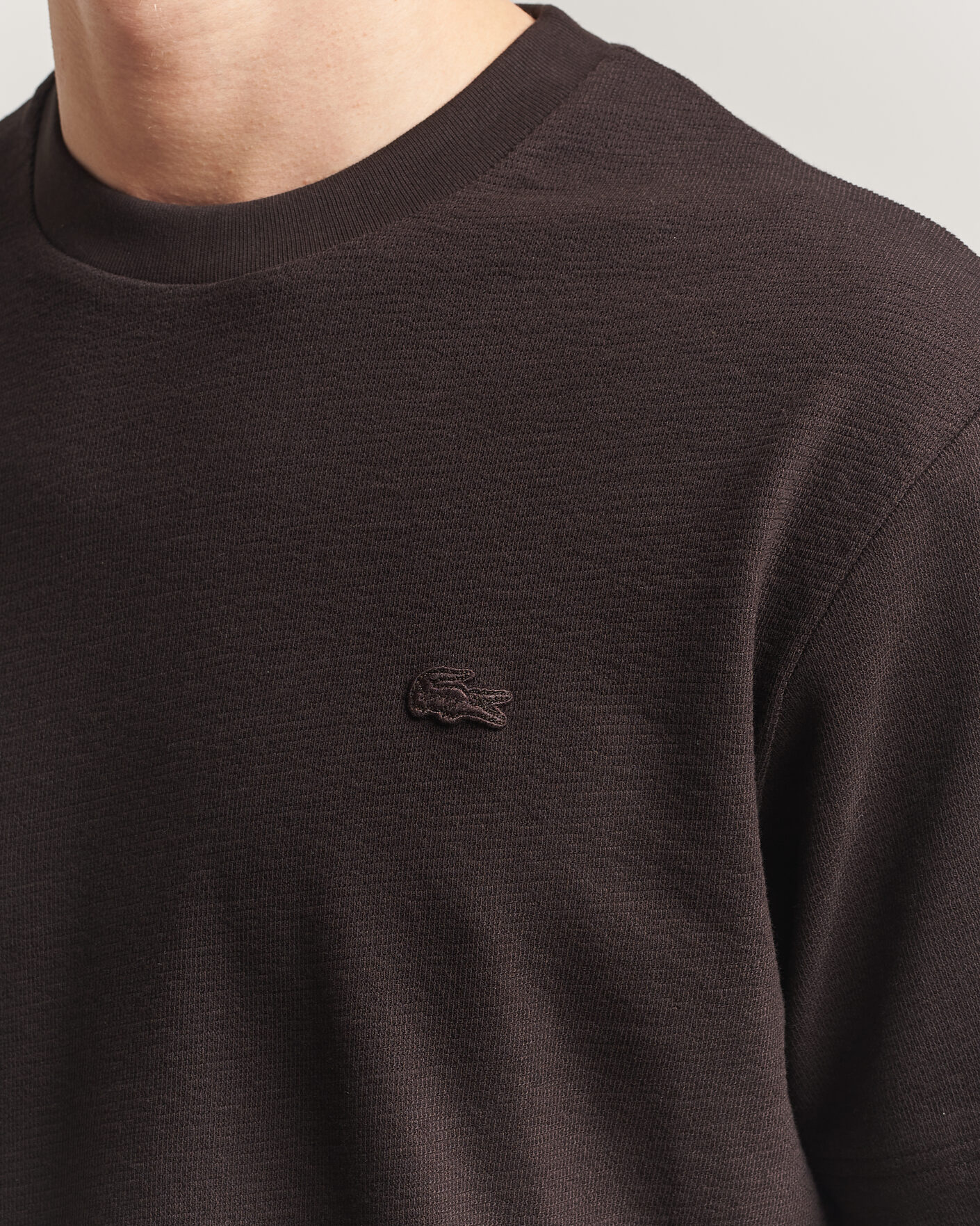 Uomini | T-shirt | Lacoste | Textured Cotton T-Shirt Buffalo Brown