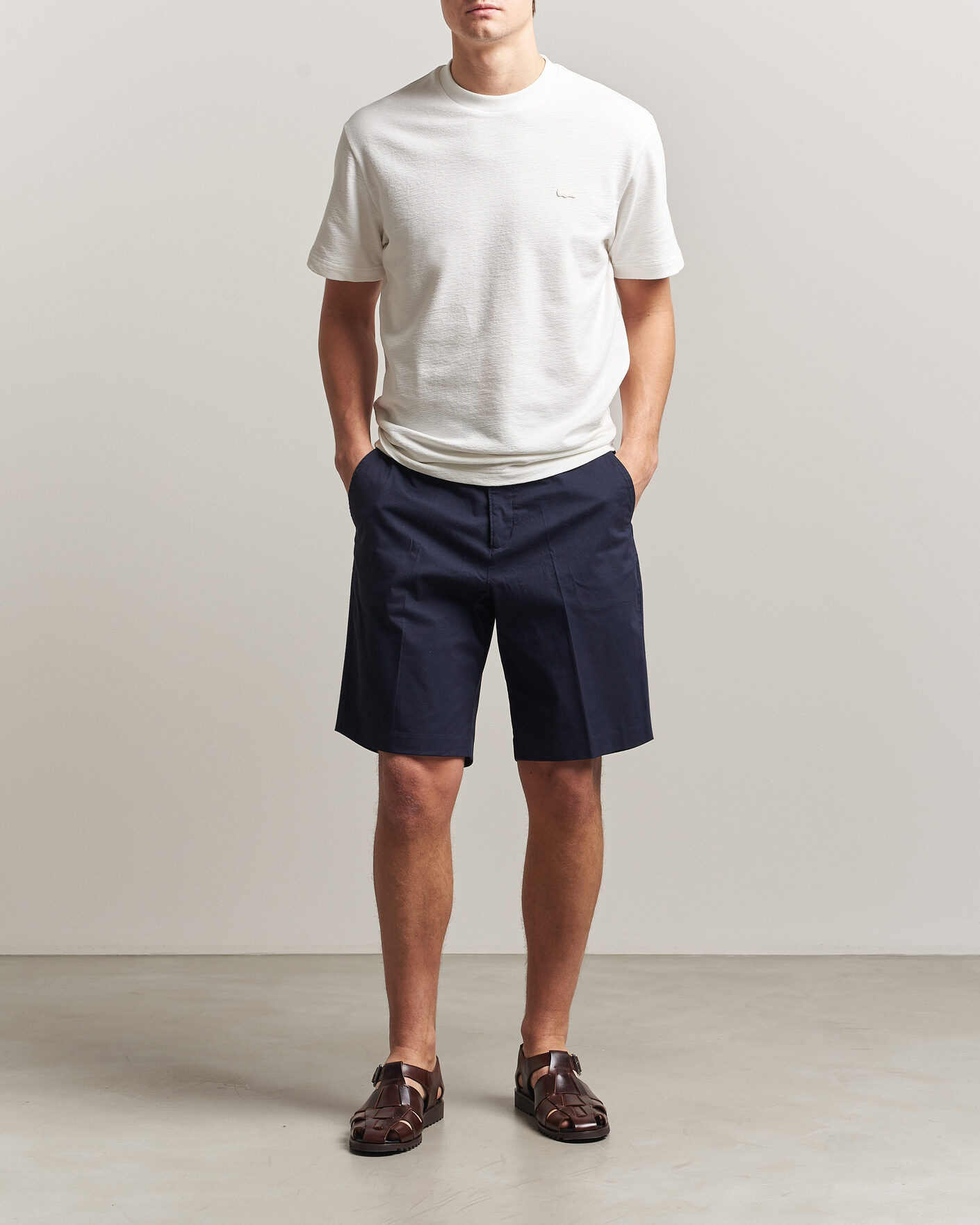 Uomini | T-shirt | Lacoste | Textured Cotton T-Shirt Flour