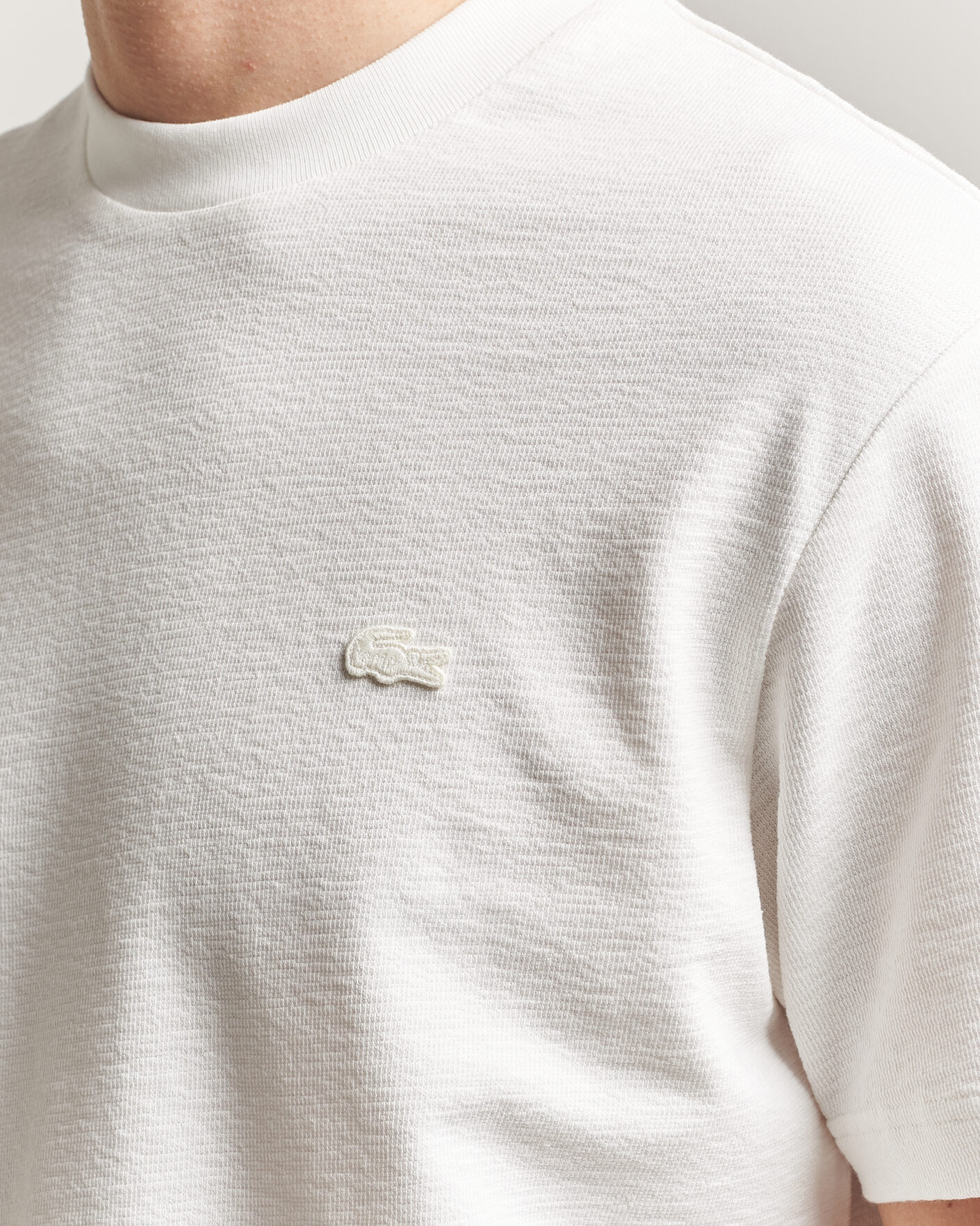 Uomini | T-shirt | Lacoste | Textured Cotton T-Shirt Flour