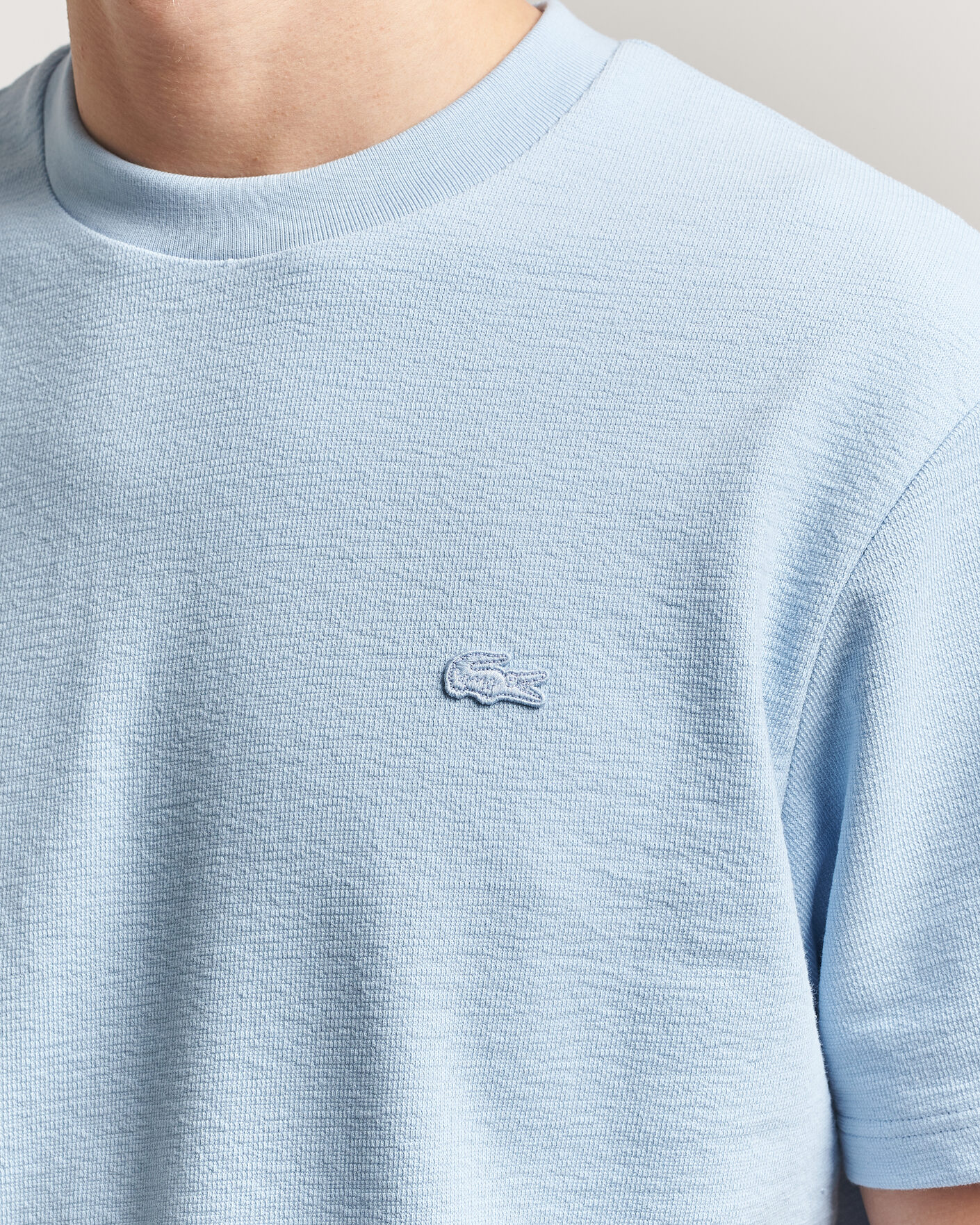 Uomini | T-shirt | Lacoste | Textured Cotton T-Shirt Light Blue