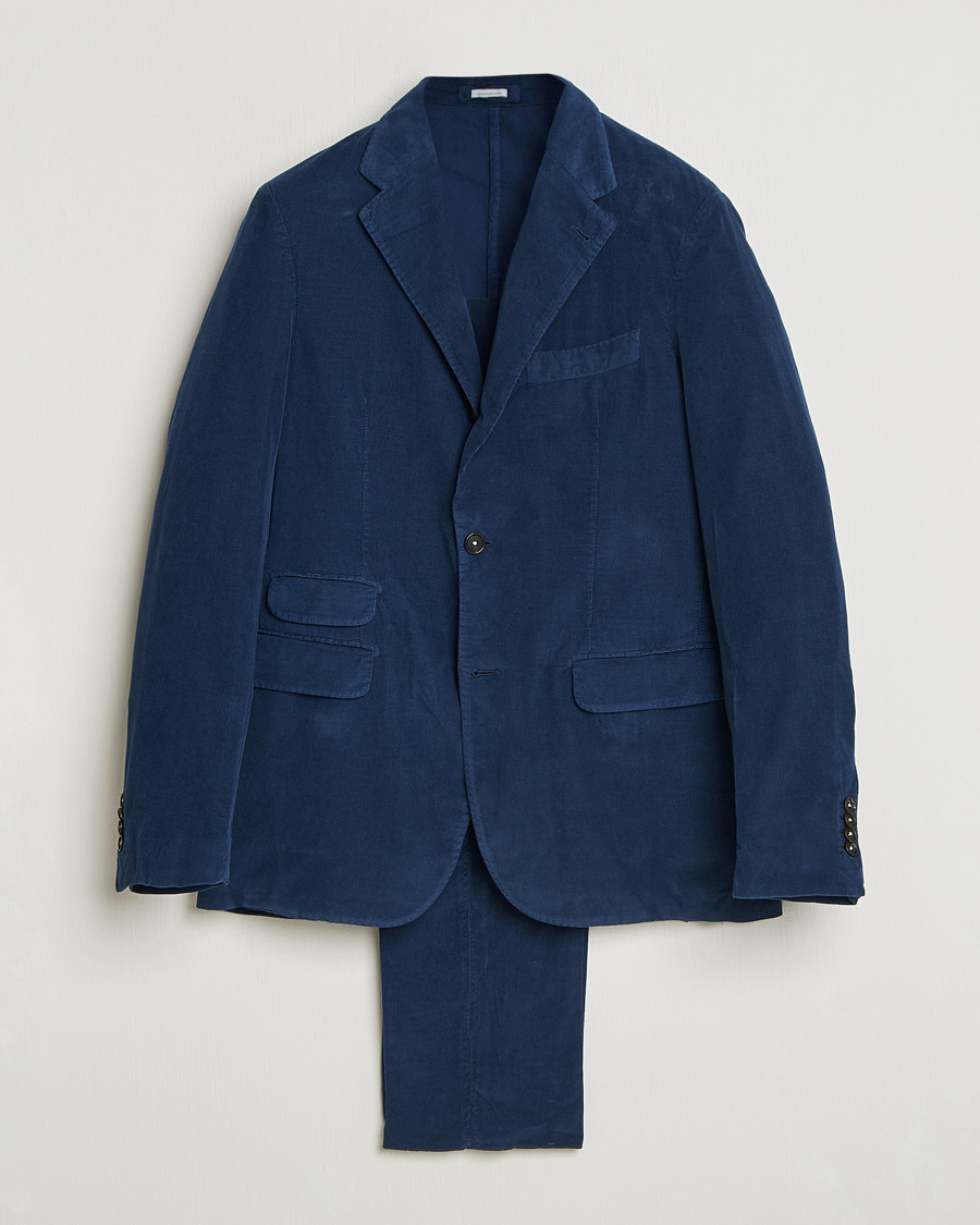 Uomini | Abiti | Massimo Alba | Sloop Corduroy Suit Midnight Blue