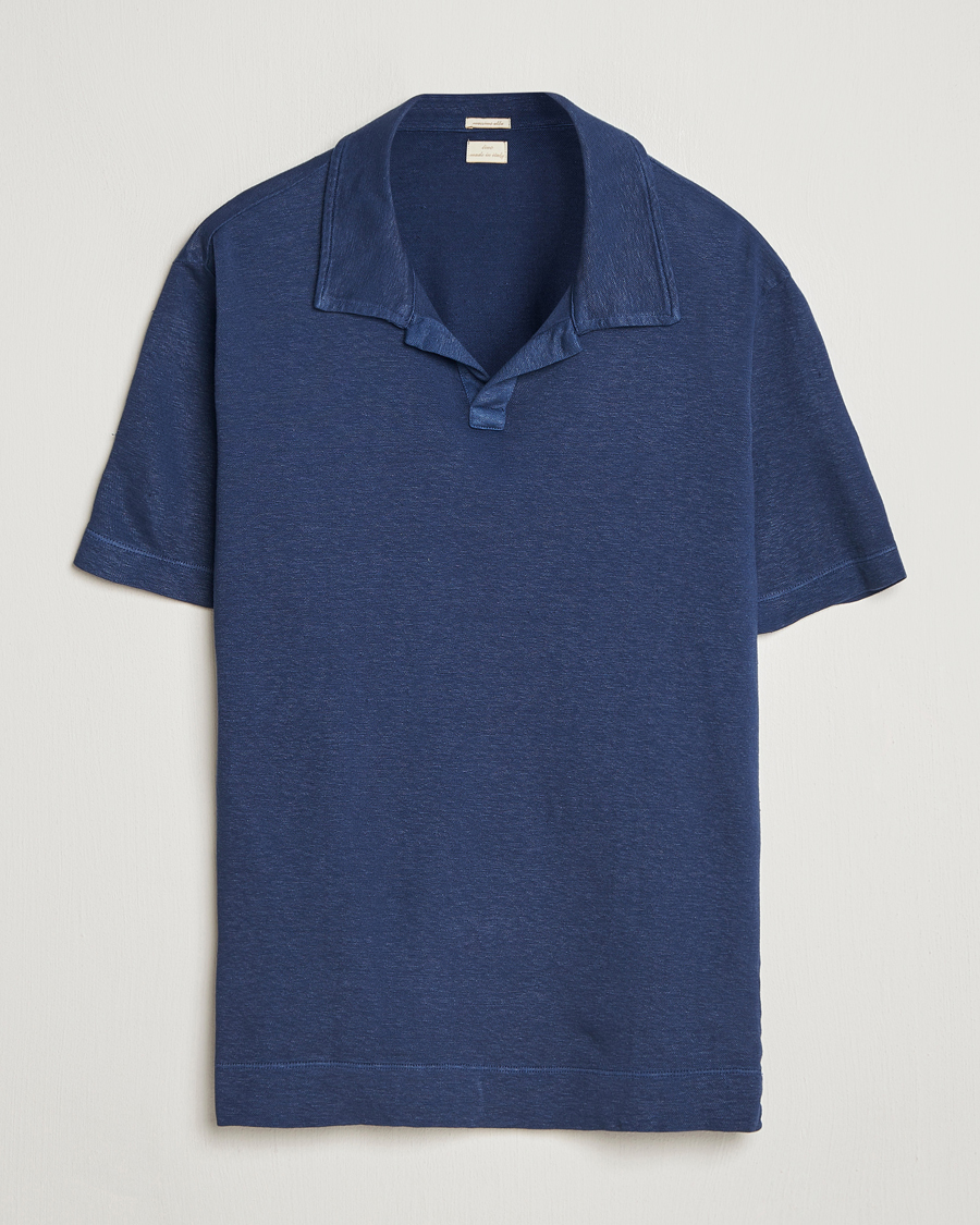Uomini | Polo | Massimo Alba | Aruba Cotton/Linen Polo Midnight Blue