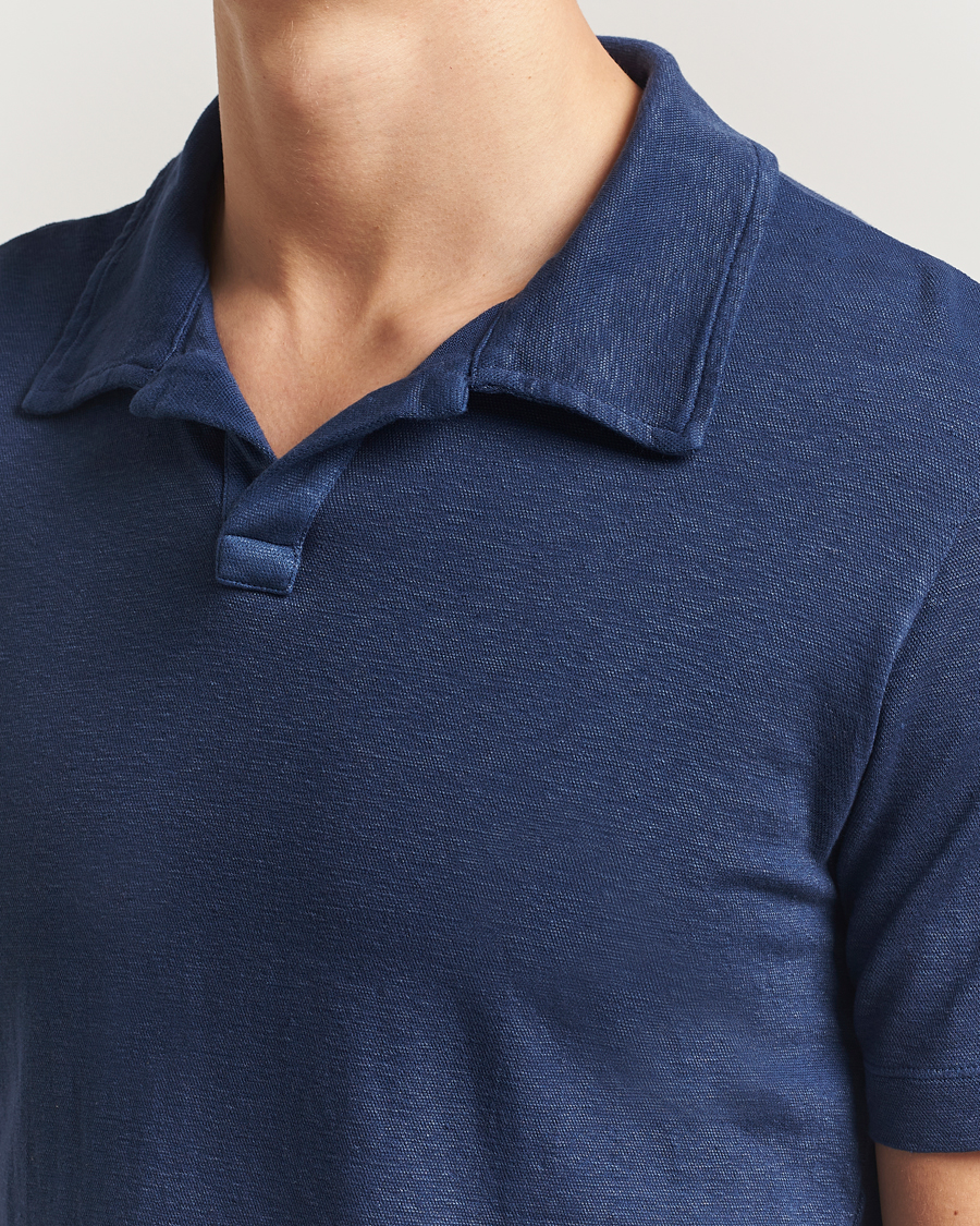 Uomini | Polo | Massimo Alba | Aruba Cotton/Linen Polo Midnight Blue