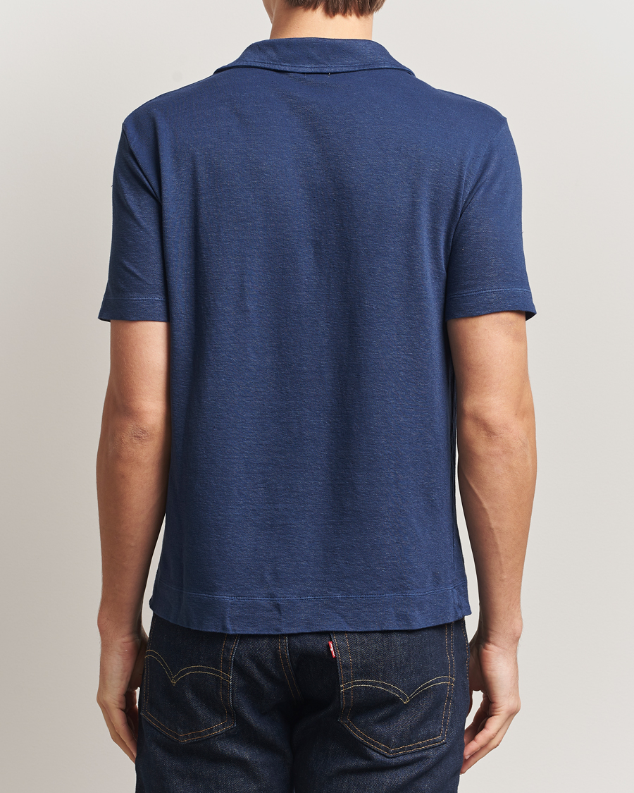 Uomini | Polo | Massimo Alba | Aruba Cotton/Linen Polo Midnight Blue