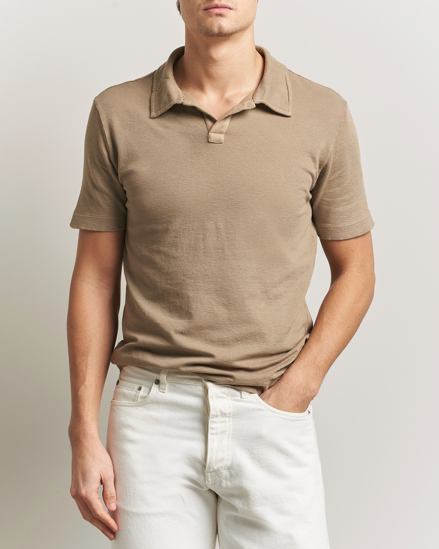 Uomini | Polo | Massimo Alba | Aruba Cotton/Linen Polo Camel