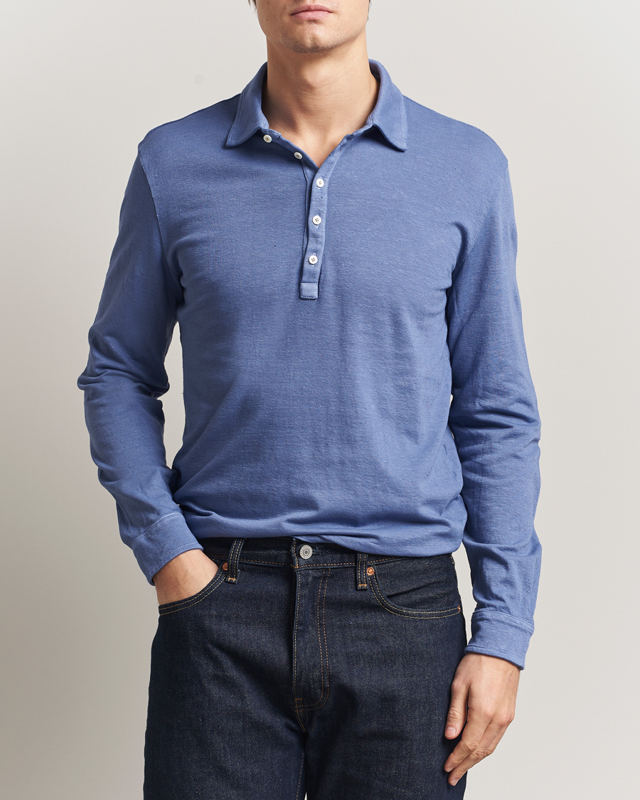 Uomini | Polo | Massimo Alba | Raya Cotton/Linen Long Sleeve Polo Tulip