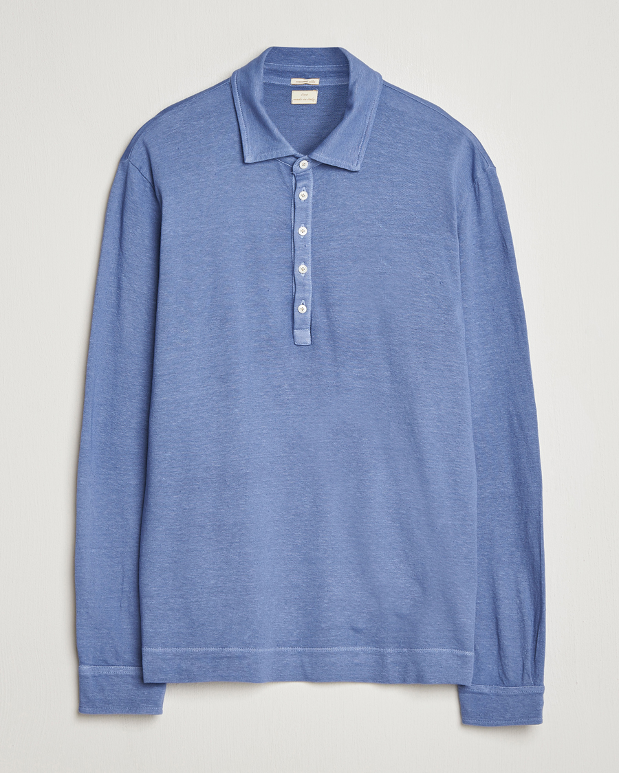 Uomini | Polo | Massimo Alba | Raya Cotton/Linen Long Sleeve Polo Tulip