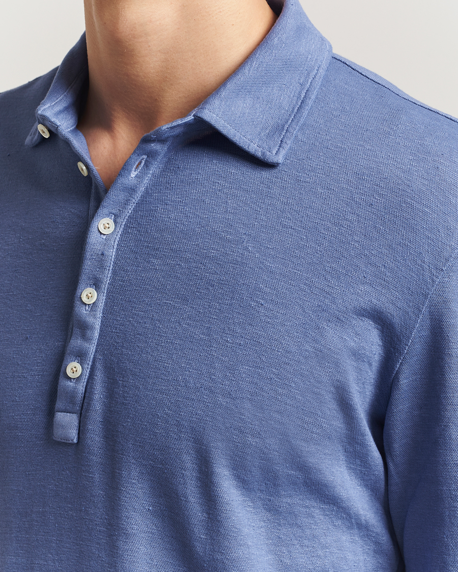 Uomini | Polo | Massimo Alba | Raya Cotton/Linen Long Sleeve Polo Tulip