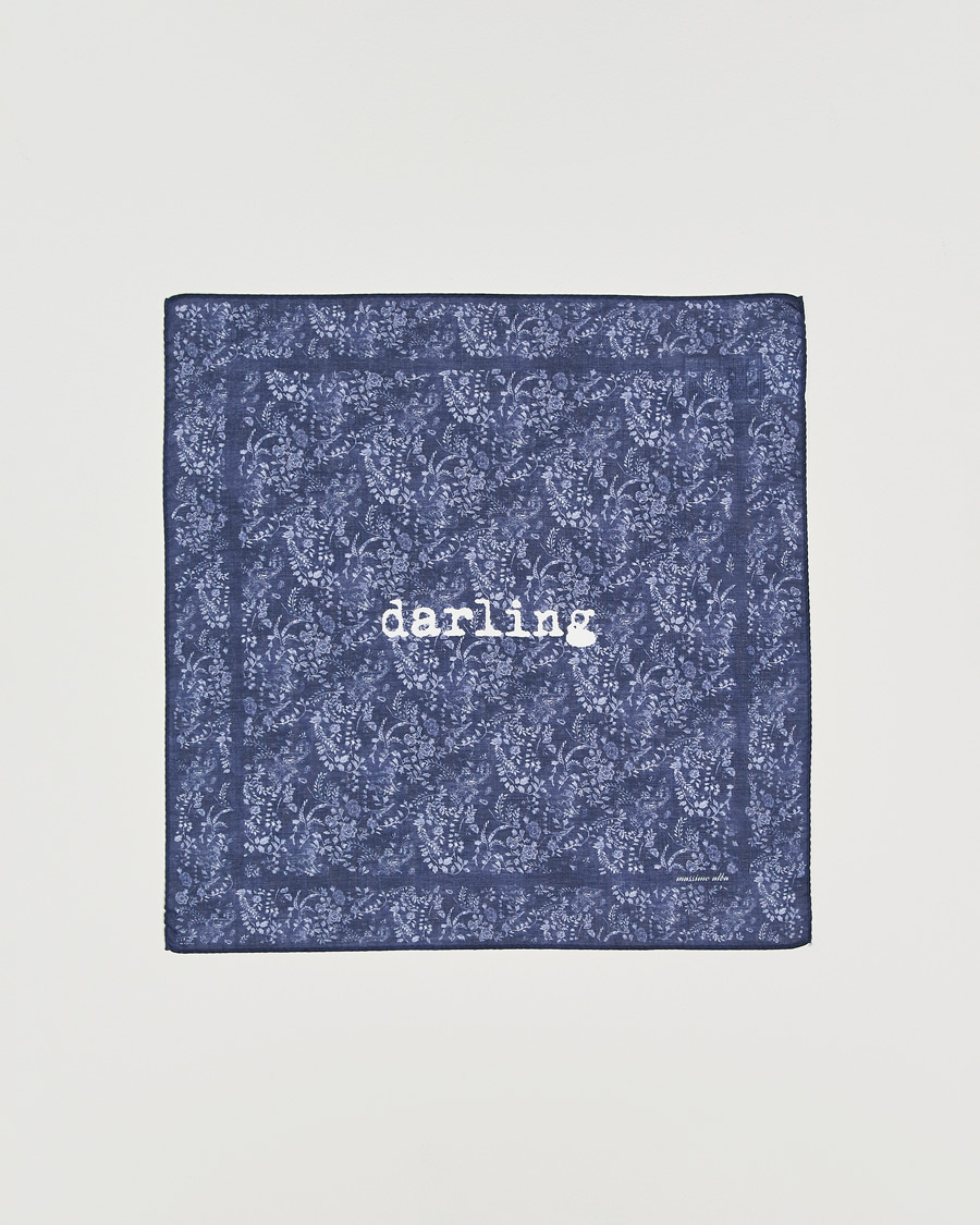 Uomini | Fazzoletti da taschino | Massimo Alba | Printed Cotton Voile Hankerchief Midnight Blue
