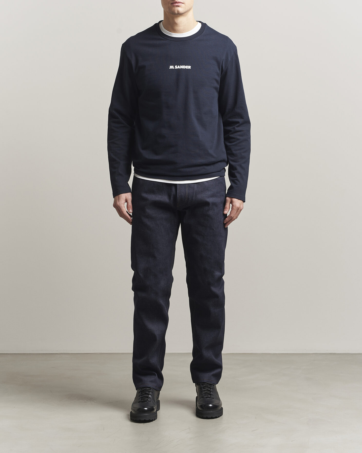 Uomini | T-shirt | Jil Sander | Long Sleeve Logo T-Shirt Navy