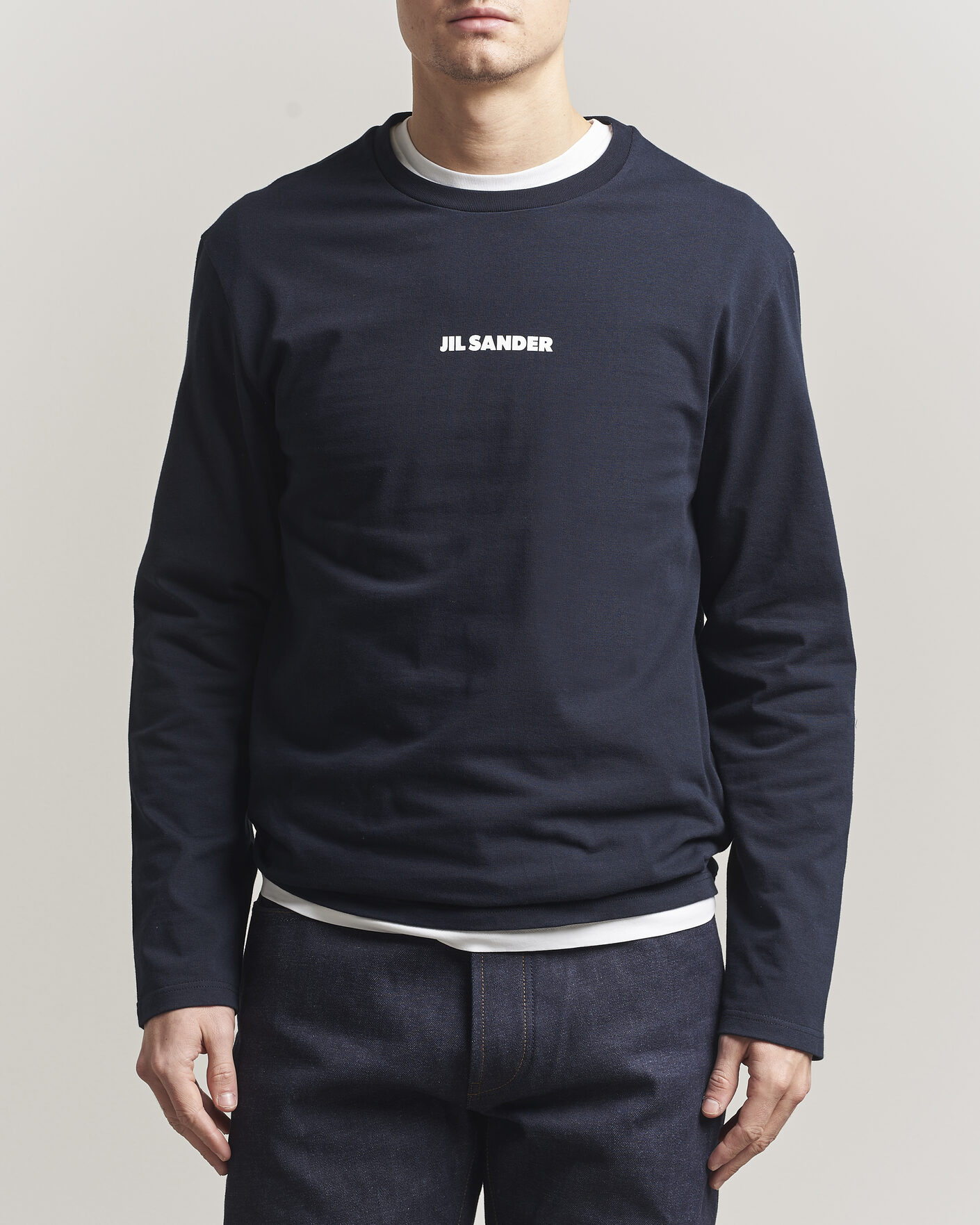 Uomini | T-shirt | Jil Sander | Long Sleeve Logo T-Shirt Navy