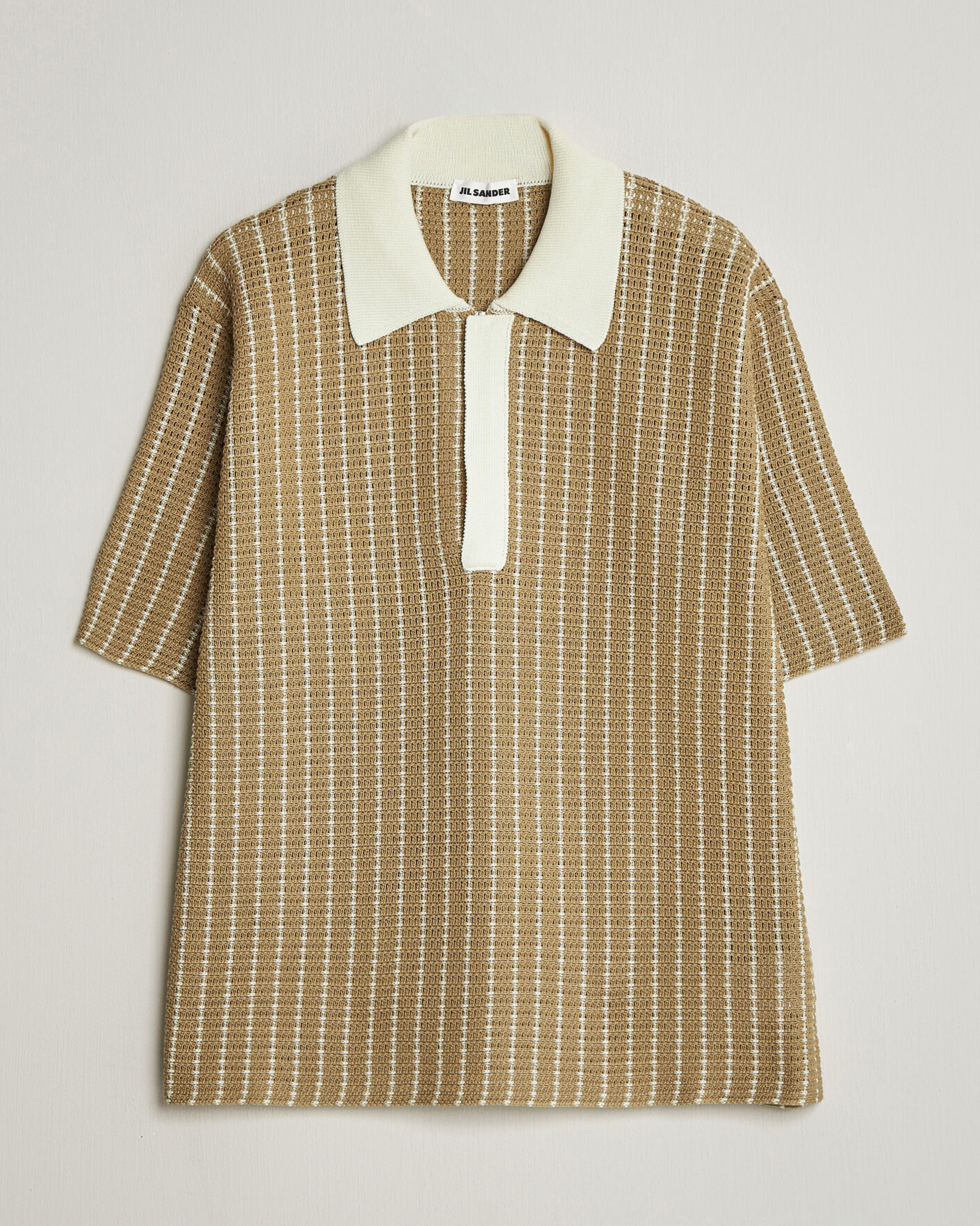 Uomini | Polo | Jil Sander | Net Stitch Knitted Polo Tobacco