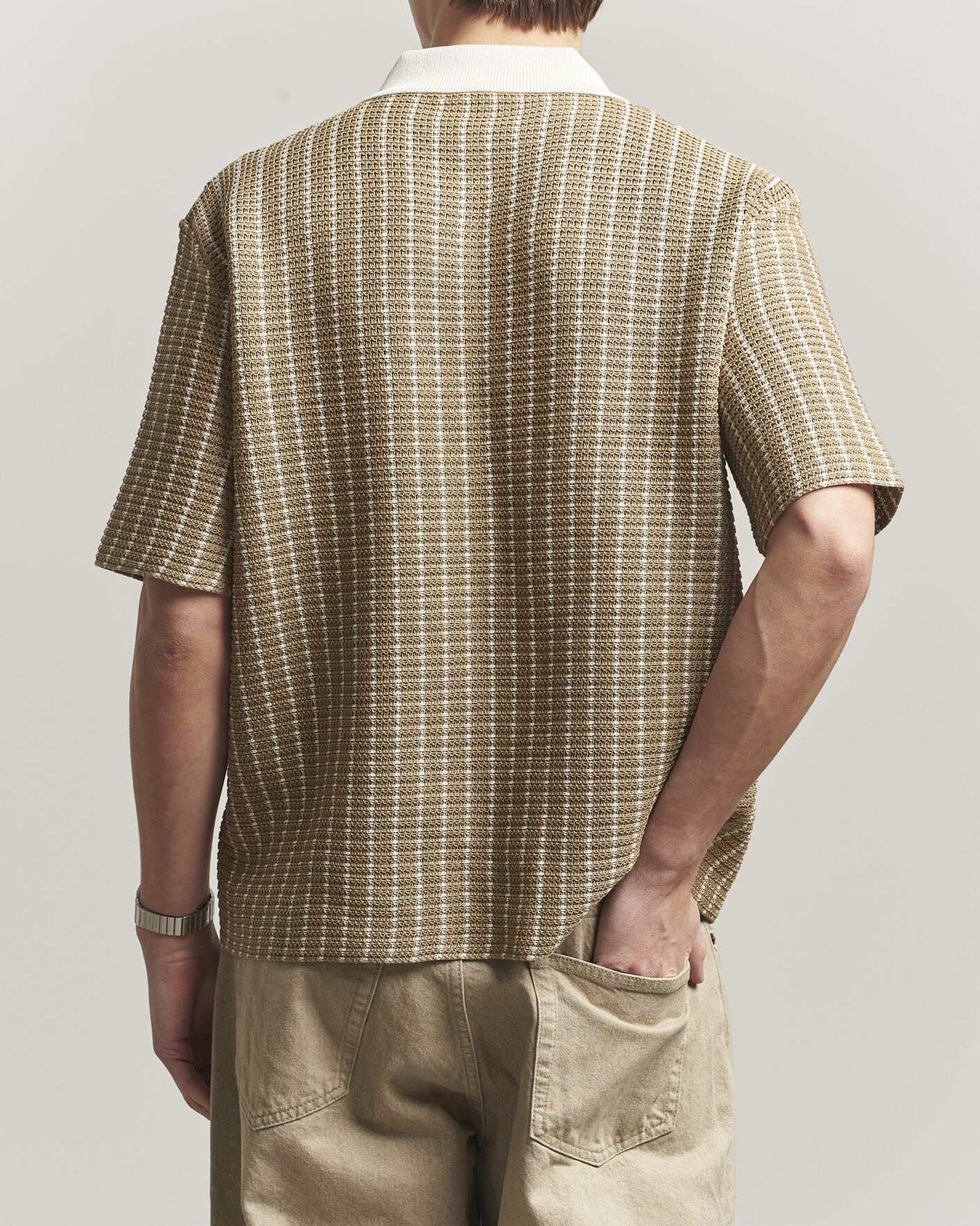 Uomini | Polo | Jil Sander | Net Stitch Knitted Polo Tobacco