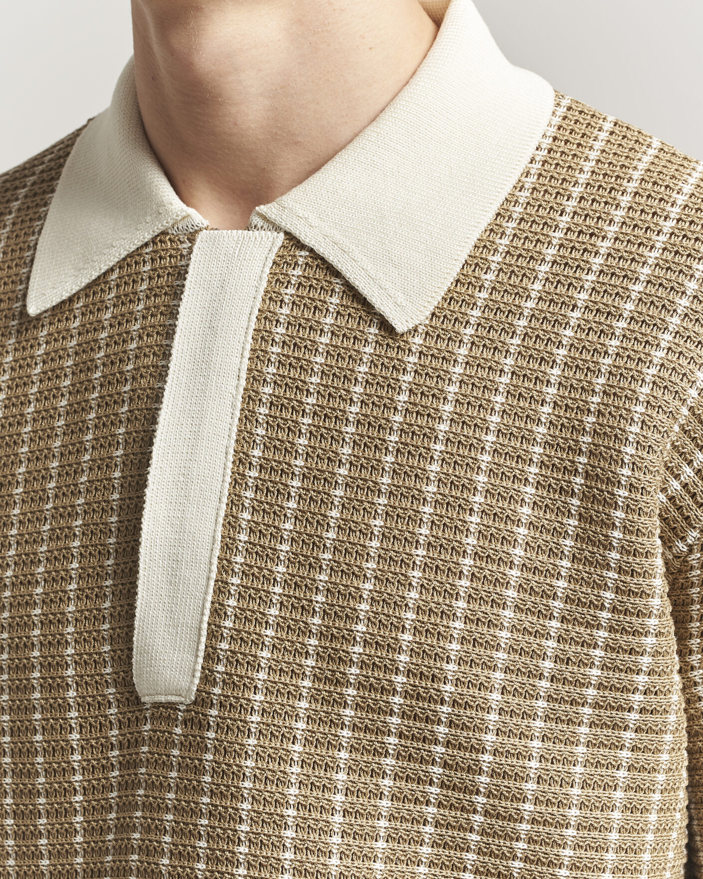 Uomini | Polo | Jil Sander | Net Stitch Knitted Polo Tobacco