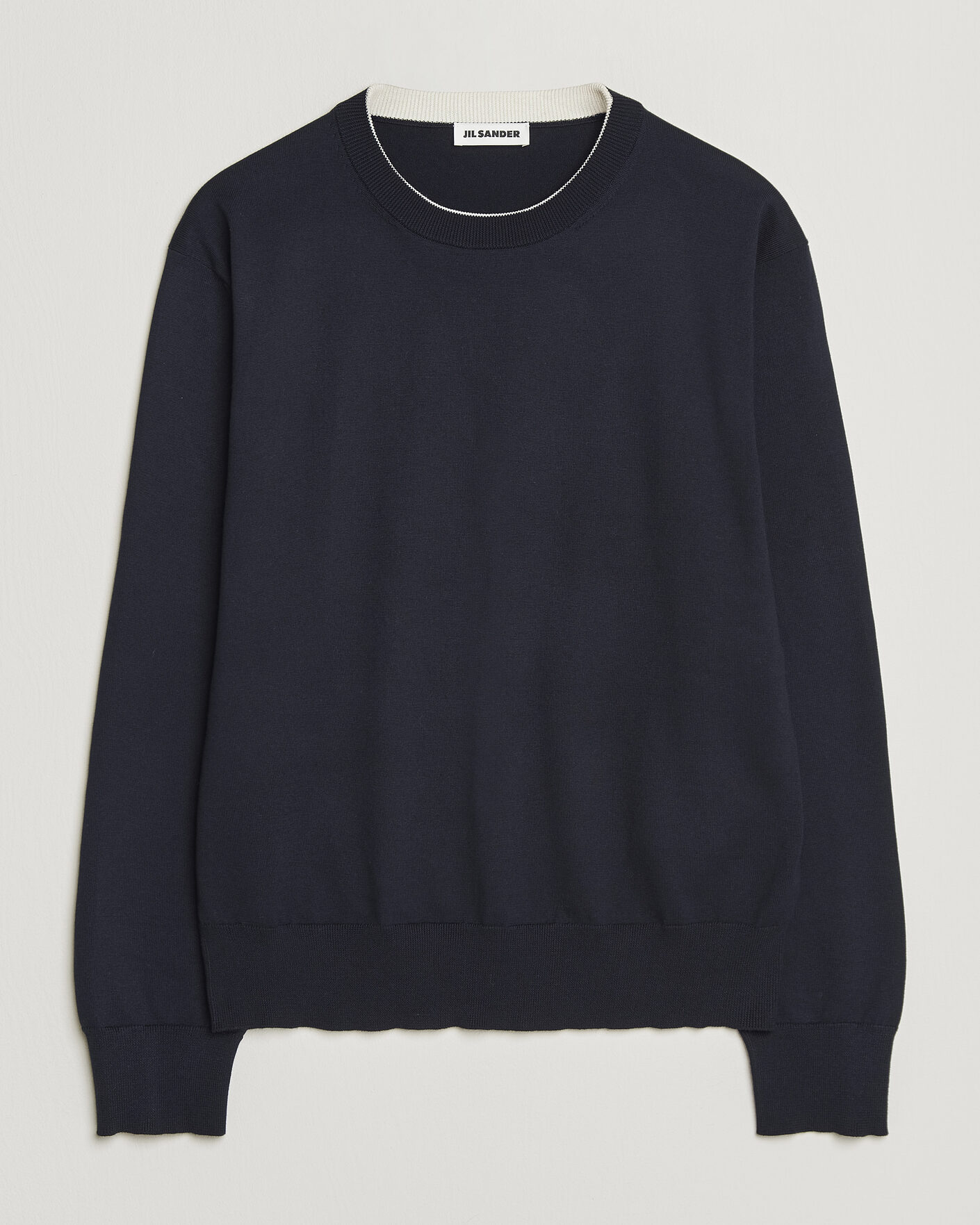 Uomini | Maglieria | Jil Sander | Fine Cotton Contrast Pullover Navy