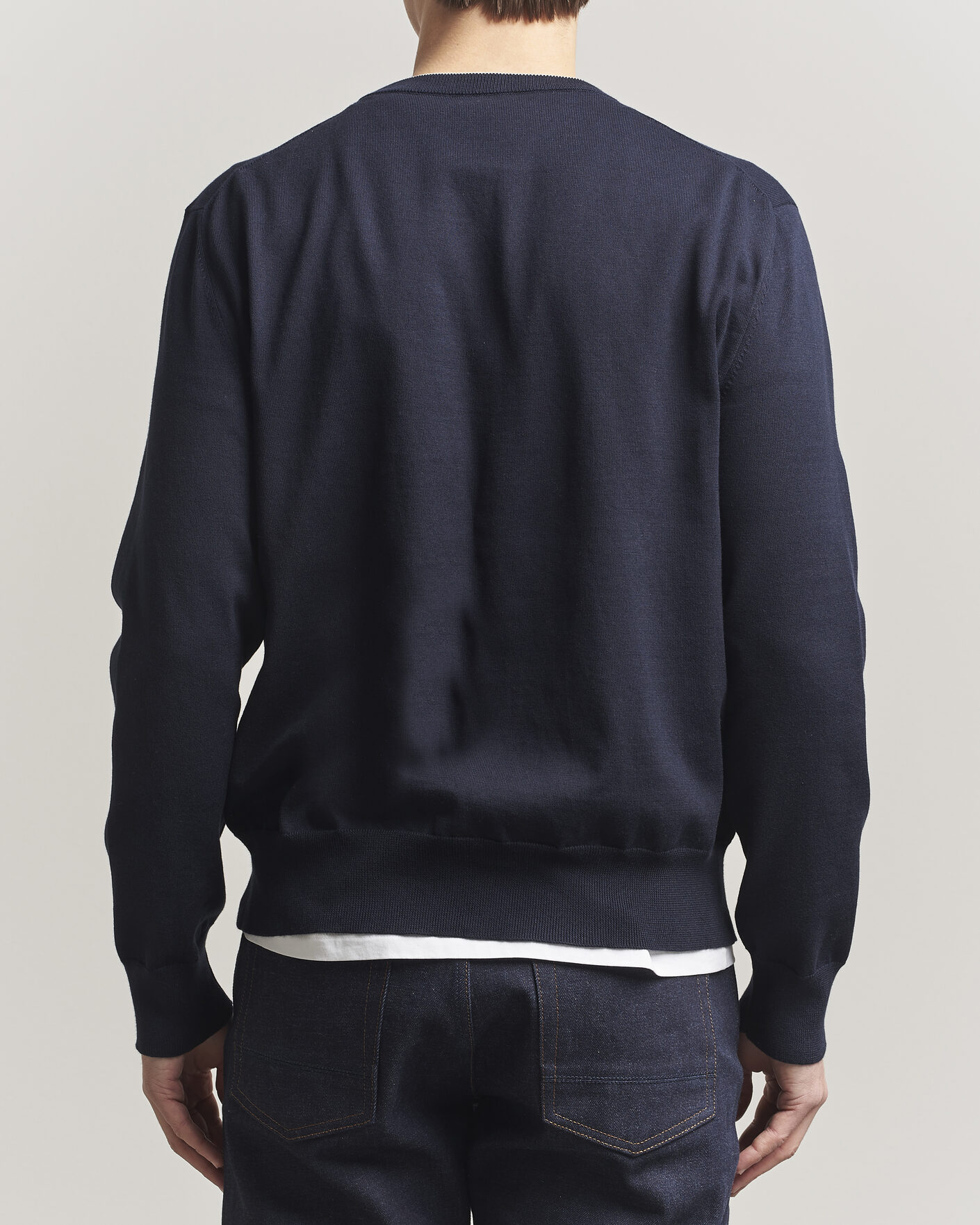 Uomini | Maglieria | Jil Sander | Fine Cotton Contrast Pullover Navy
