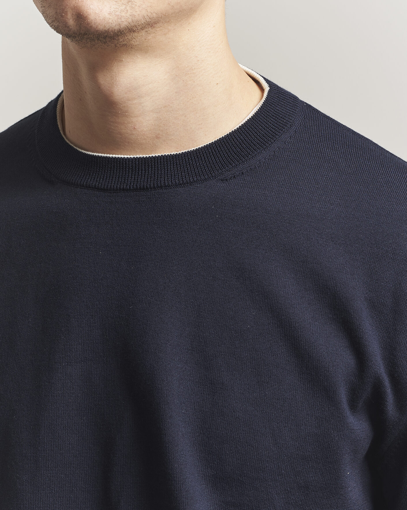 Uomini | Maglieria | Jil Sander | Fine Cotton Contrast Pullover Navy