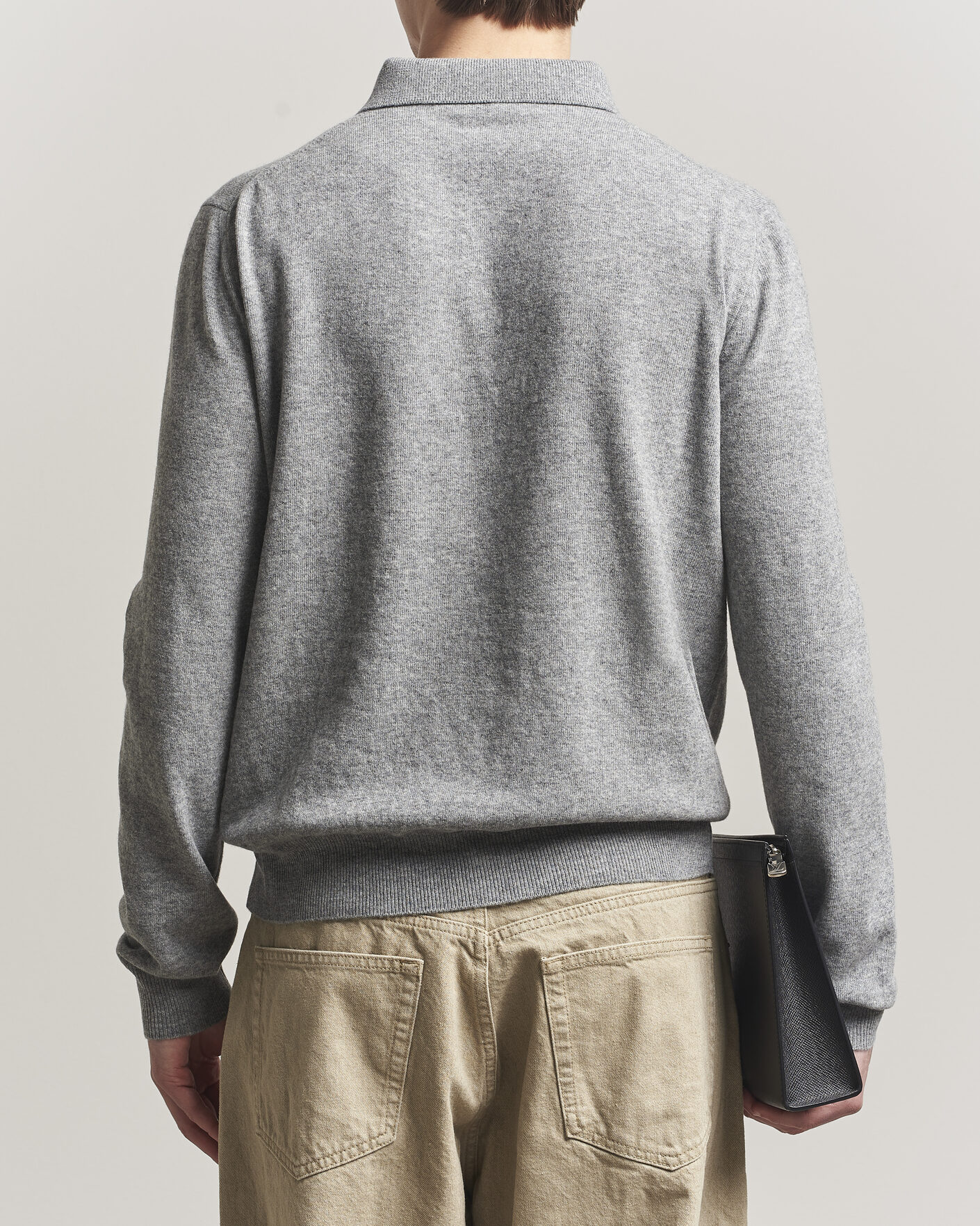 Uomini | Maglieria | Jil Sander | Long Sleeve Knitted Wool Polo Grey Melange