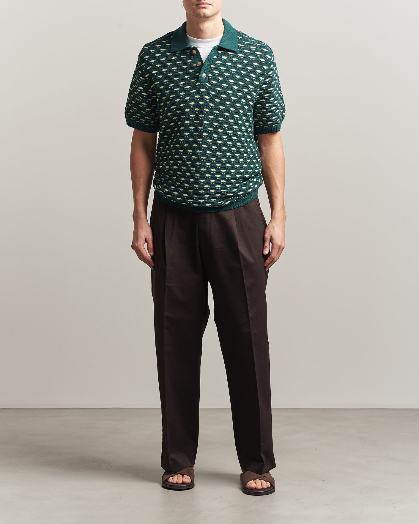 Uomini | Polo | LES DEUX | Esmay Shell Knitted Polo Sea Moss Green