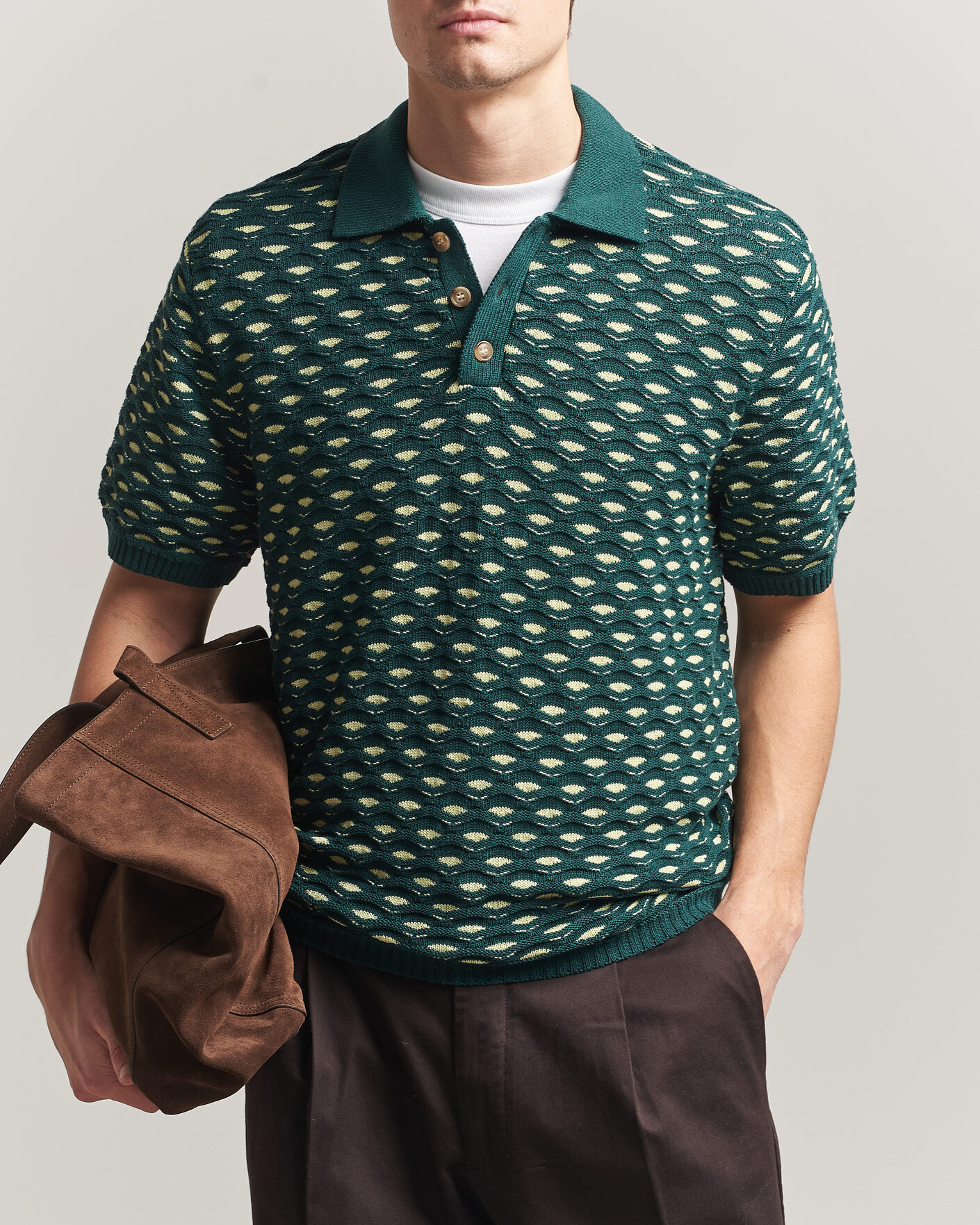 Uomini | Polo | LES DEUX | Esmay Shell Knitted Polo Sea Moss Green