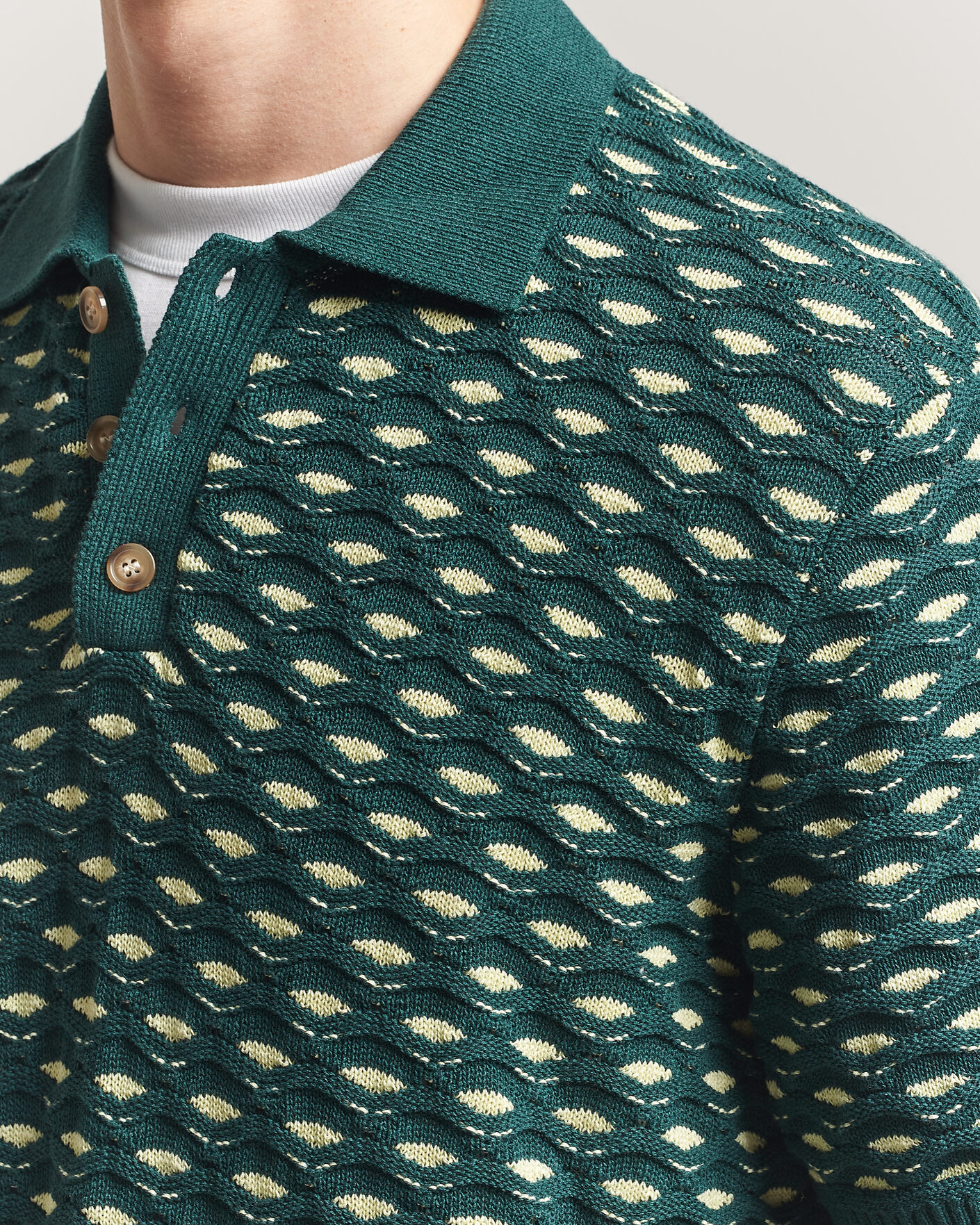 Uomini | Polo | LES DEUX | Esmay Shell Knitted Polo Sea Moss Green