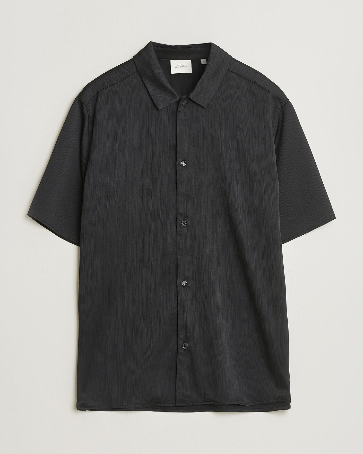 Uomini | Camicie | LES DEUX | Hector Plissé Short Sleeve Shirt Black