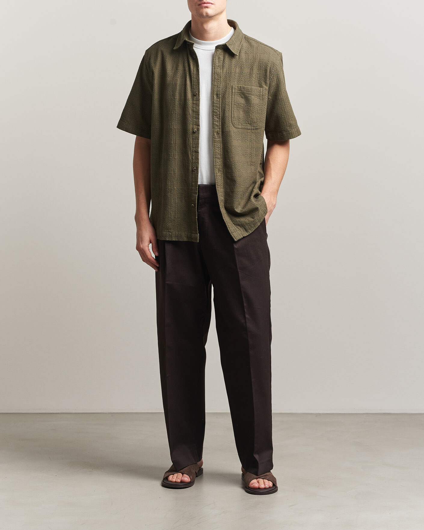 Uomini | Camicie | LES DEUX | Charlie Short Sleeve Shirt Olive Night