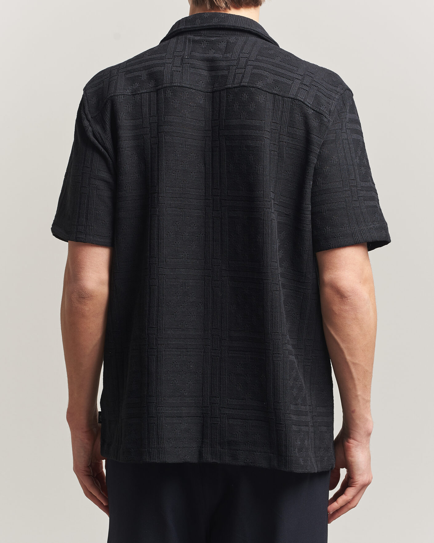 Uomini | Camicie | LES DEUX | Hector Pointelle Short Sleeve Shirt Black