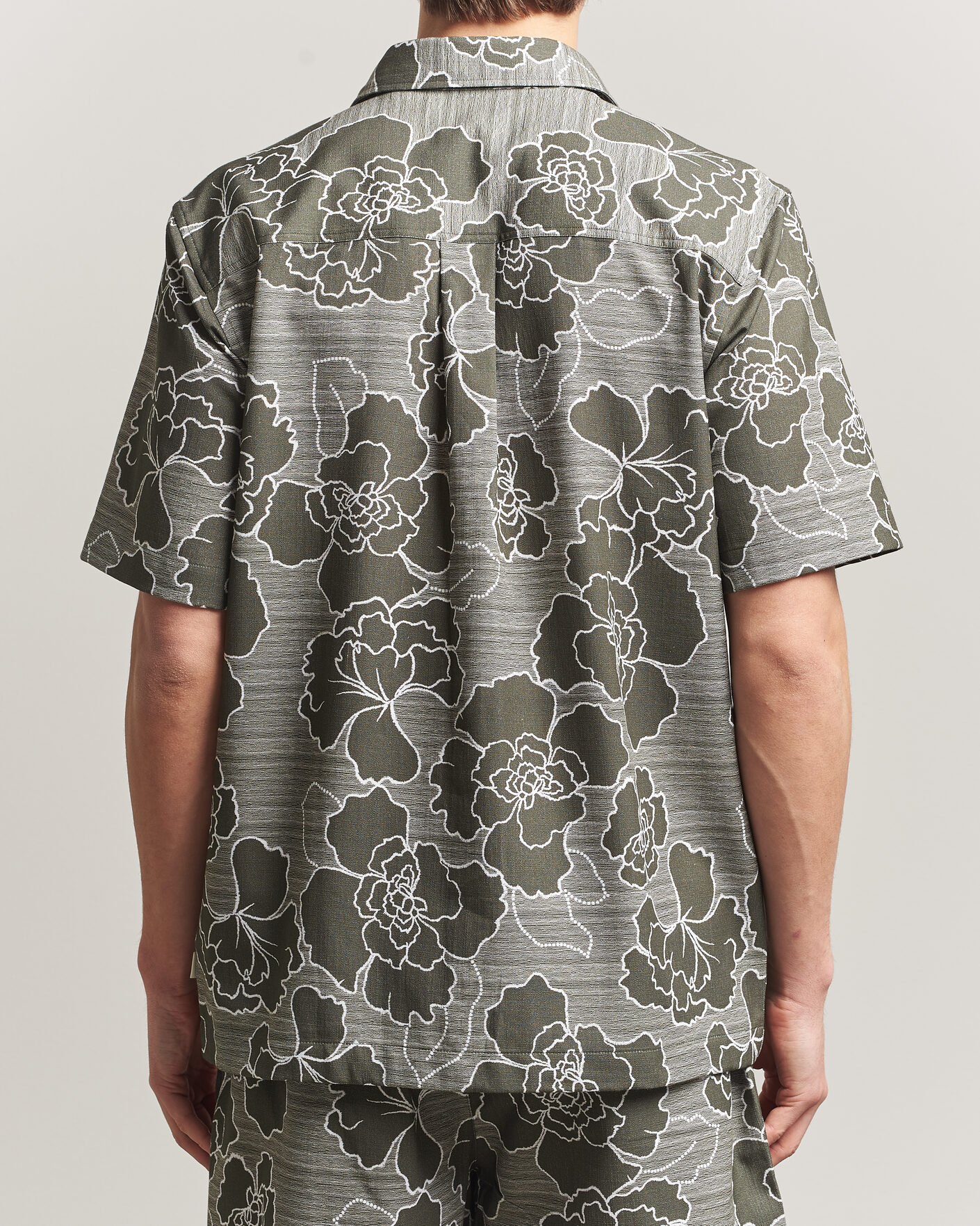 Uomini | Camicie | LES DEUX | Charlie Poppy AOP Short Sleeve Shirt Olive Night