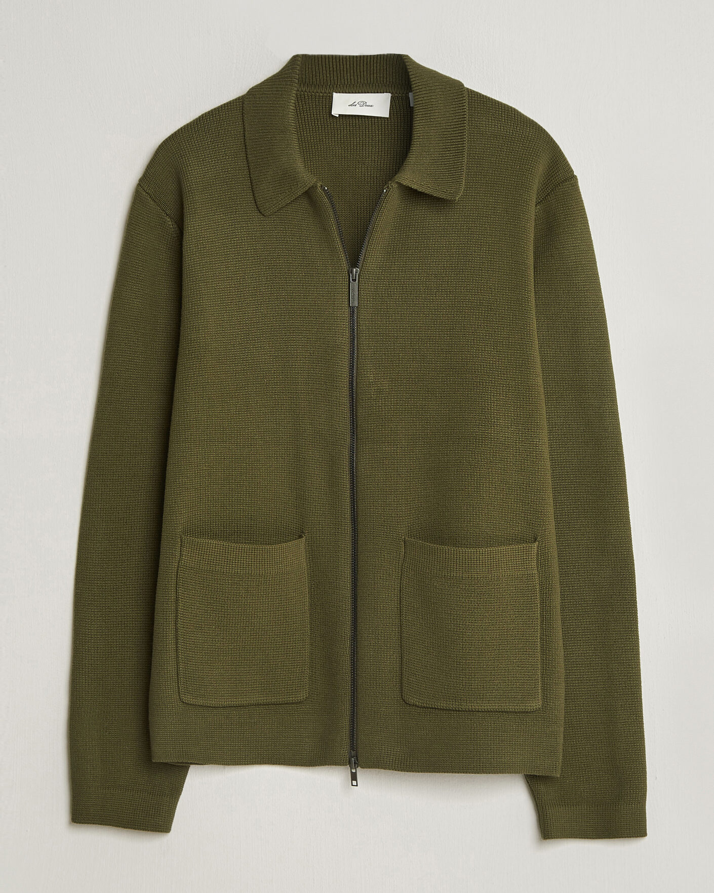 Uomini | Maglieria | LES DEUX | Fisher Cotton Milano Zip Olive Night
