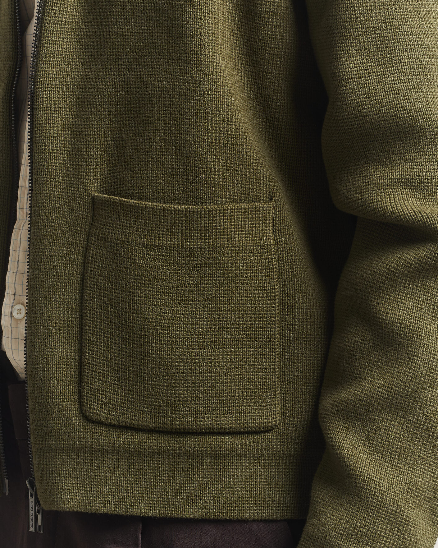 Uomini | Maglieria | LES DEUX | Fisher Cotton Milano Zip Olive Night